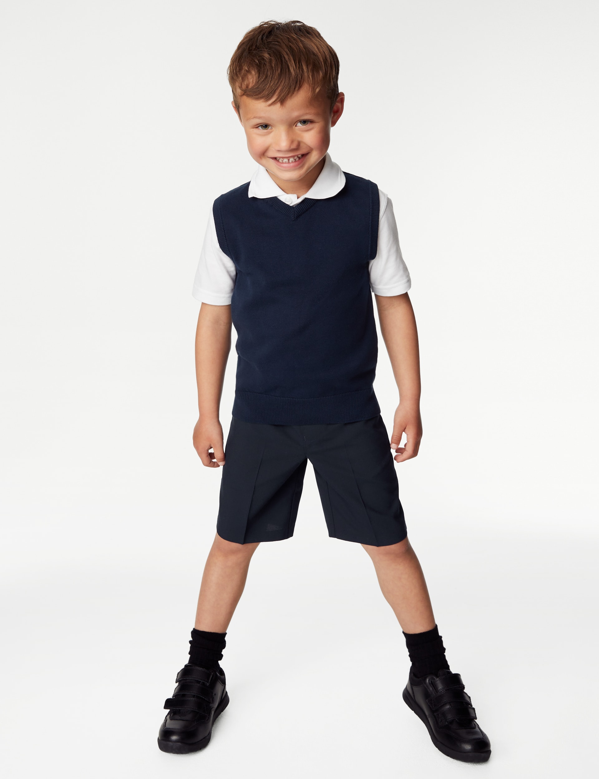 M&S Collection 2 Pack Boys Regular Leg School Shorts (2-14 Yrs) - 10-11 - Navy, Black,Grey,Charcoal,