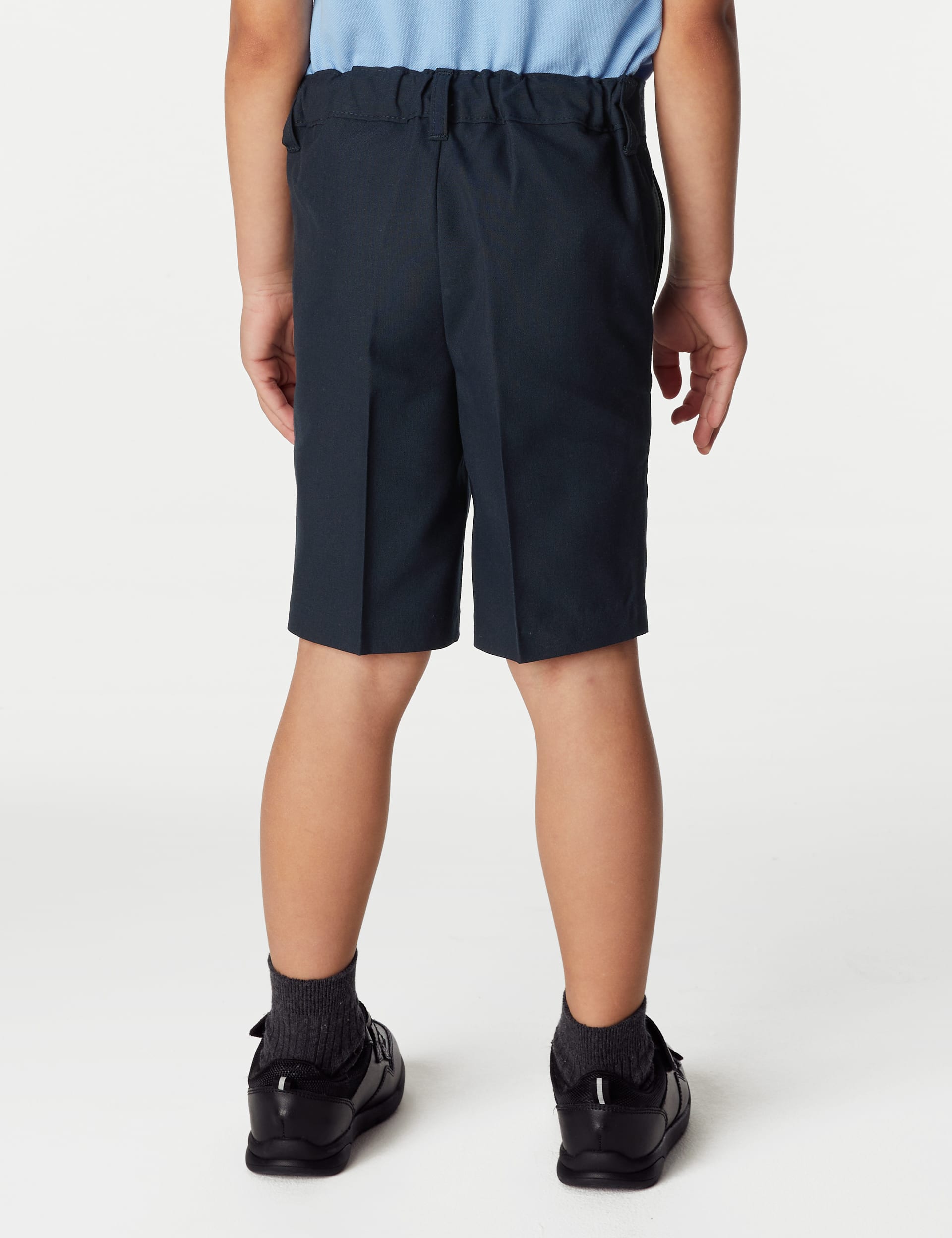 M&S Collection 2 Pack Boys Slim Leg School Shorts (2-14 Yrs) - 4-5 Y - Navy, Black,Charcoal,Navy,Gre