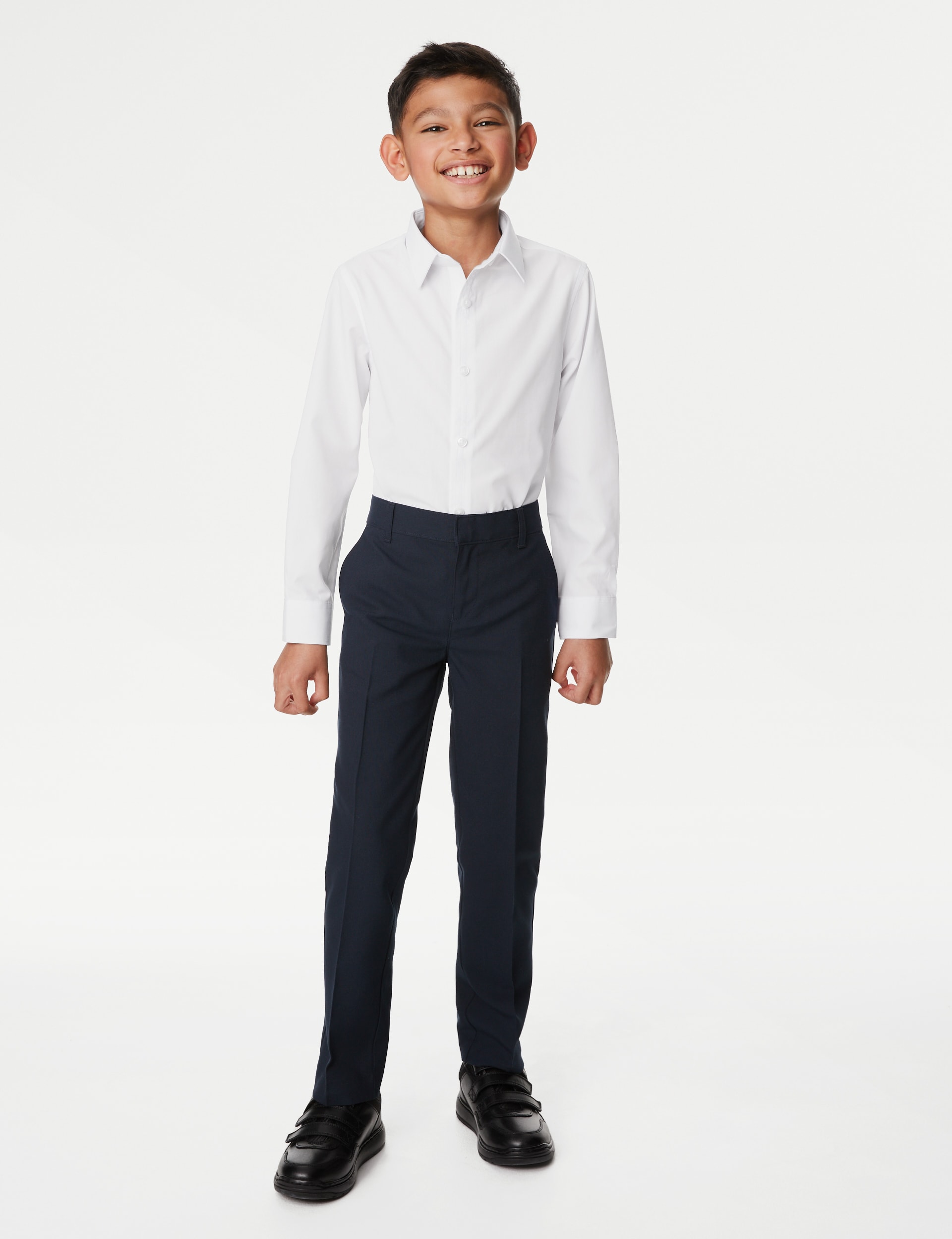 M&S Collection 3pk Boys Easy Dressing Easy Iron School Shirts (3-18 Yrs) - 12-13 - White, White