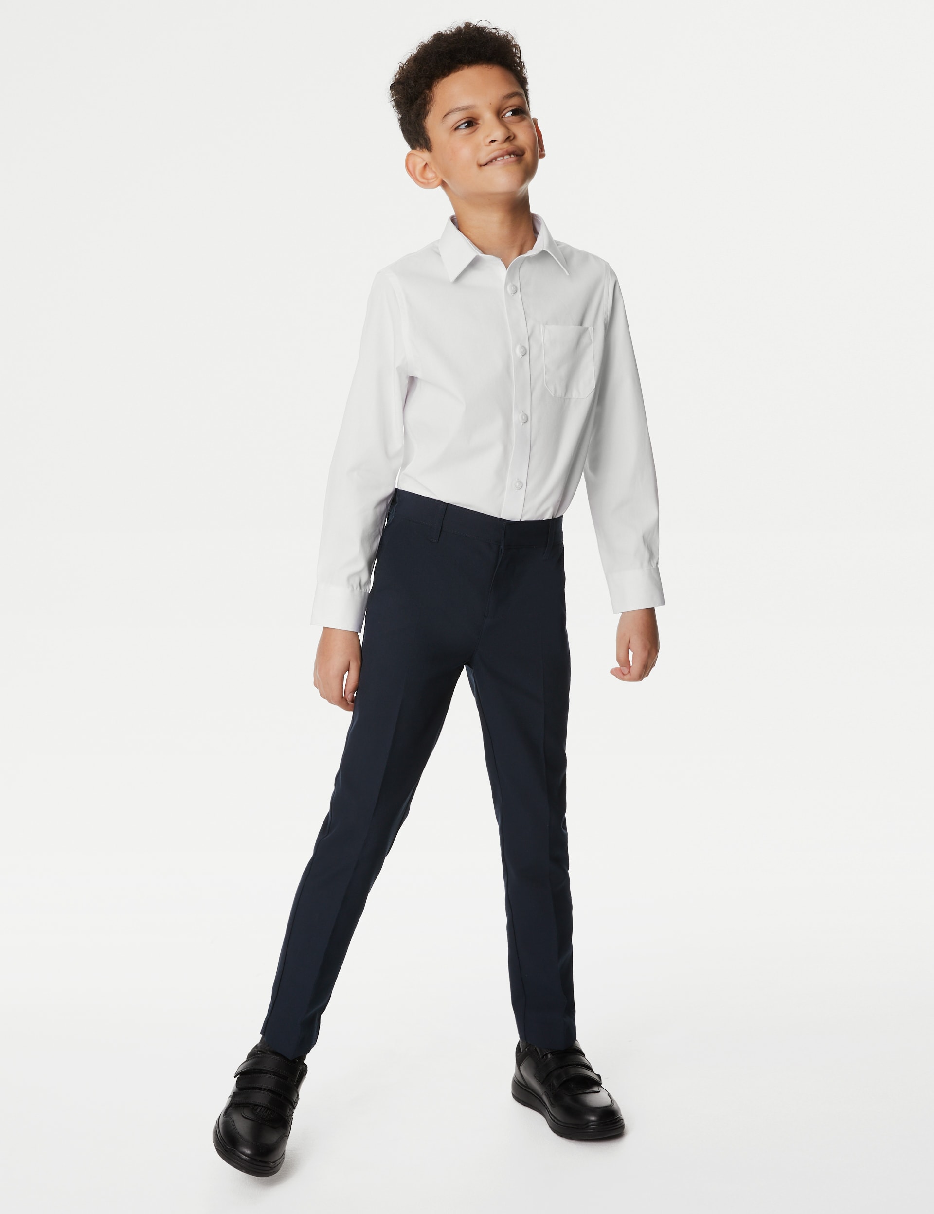 M&S Collection 2 Pack Boys Regular Fit Cotton School Shirts (2-18 Yrs) - 16-17 - White, White