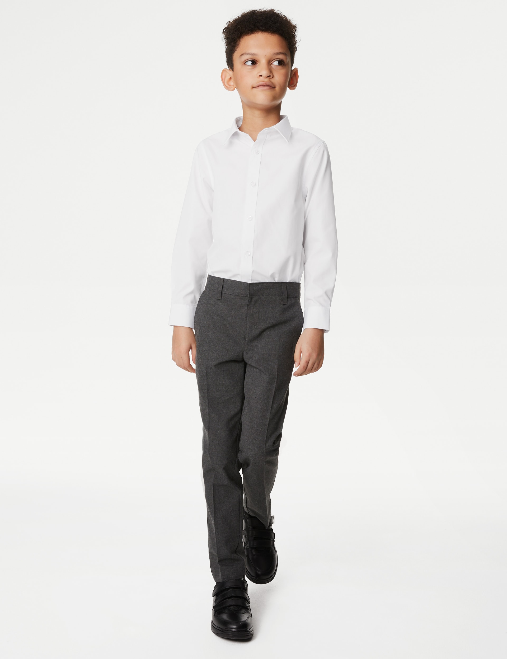 M&S Collection 5pk Boys Regular Fit Easy to Iron School Shirts (2-18 Yrs) - 6-7 Y - White, White