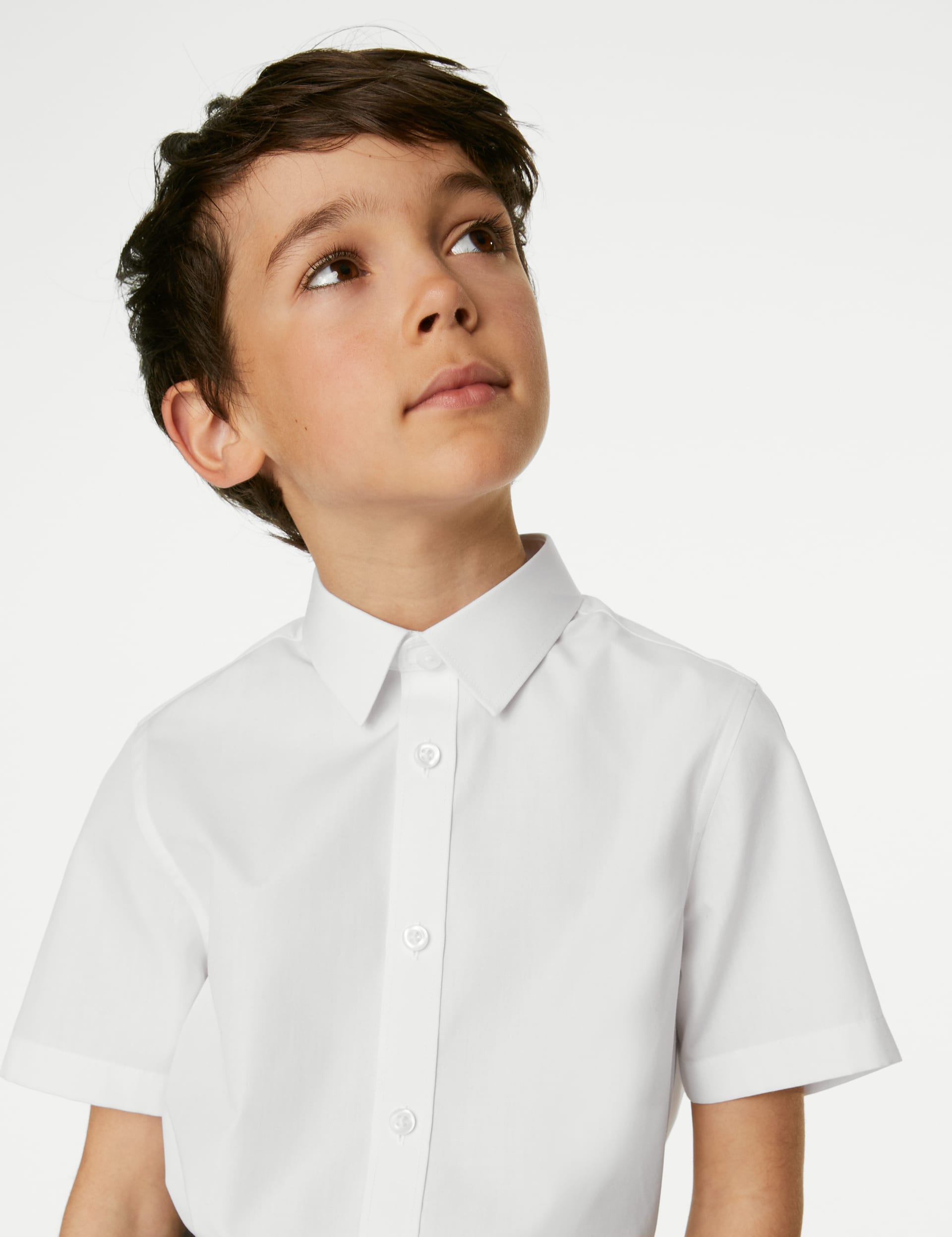 M&S Collection 3pk Boys Plus Fit Easy Iron School Shirts (4-18 Yrs) - 5-6 Y - White, White