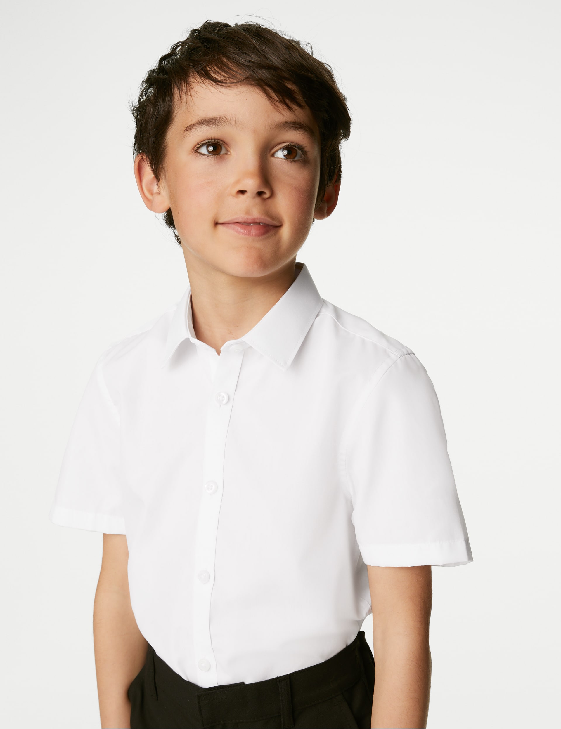 M&S Collection 3pk Boys Slim Easy Iron School Shirts (2-16 Yrs) - 13-14 - White, White,Blue