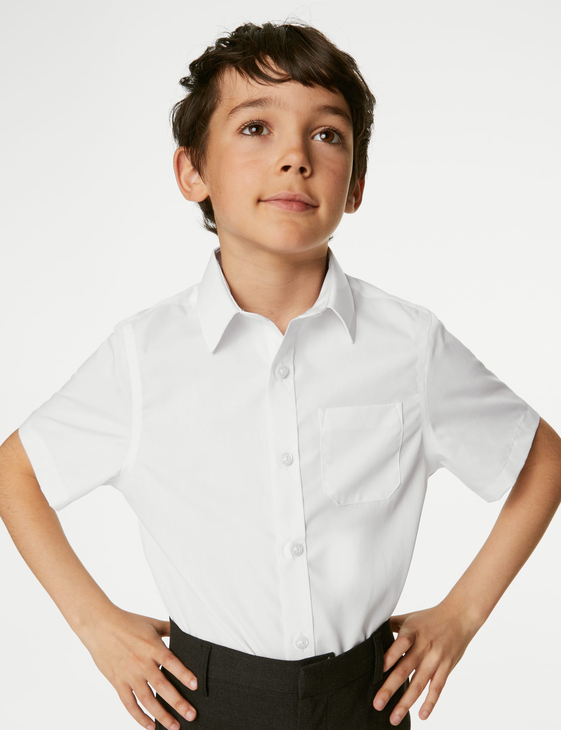 M&S Collection 2 Pack Boys Non-Iron School Shirts (2-18 Yrs) - 5-6 Y - White, White