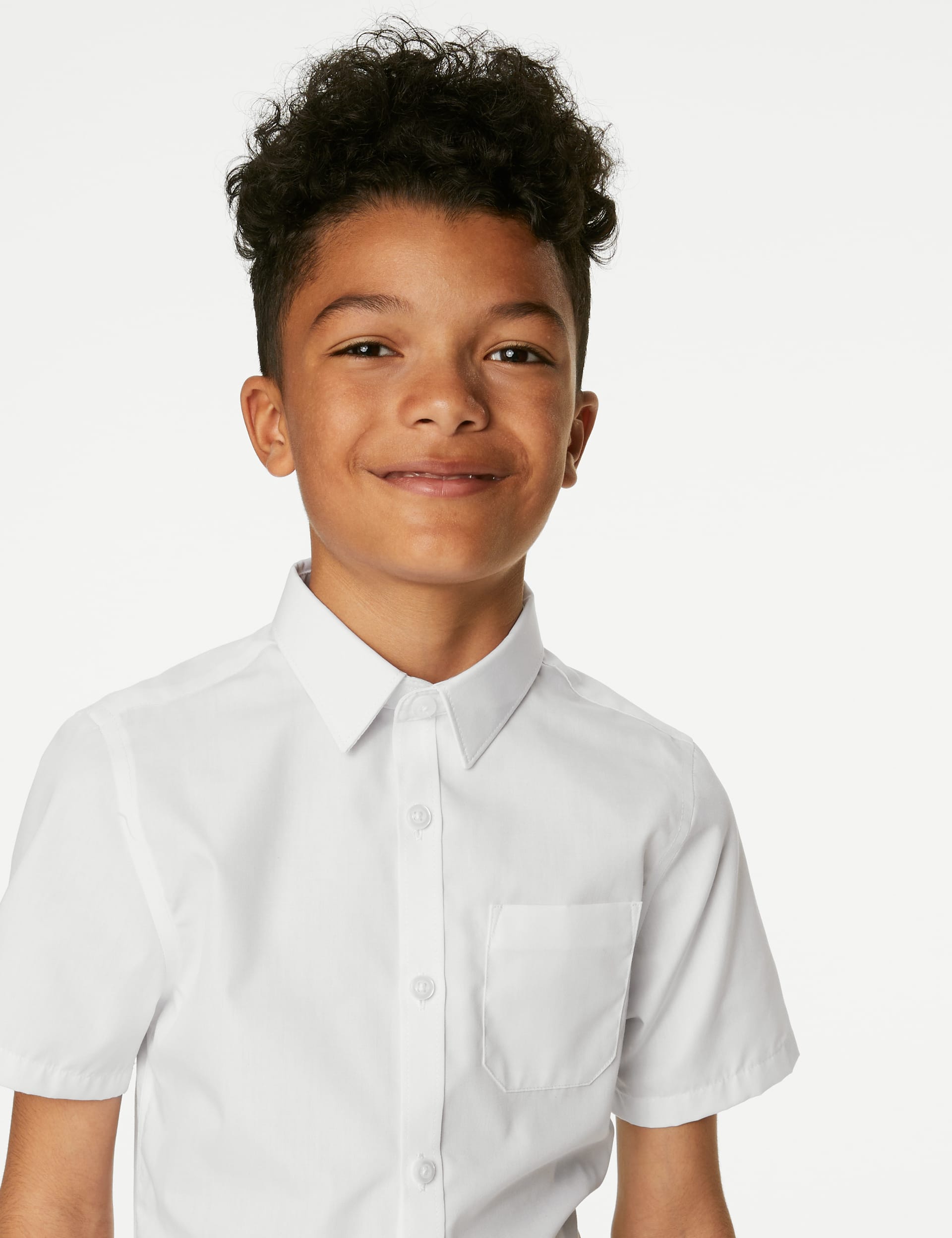 M&S Collection 2 Pack Boys Slim Fit Non-Iron School Shirts (2-18 Yrs) - 12-13 - White, White