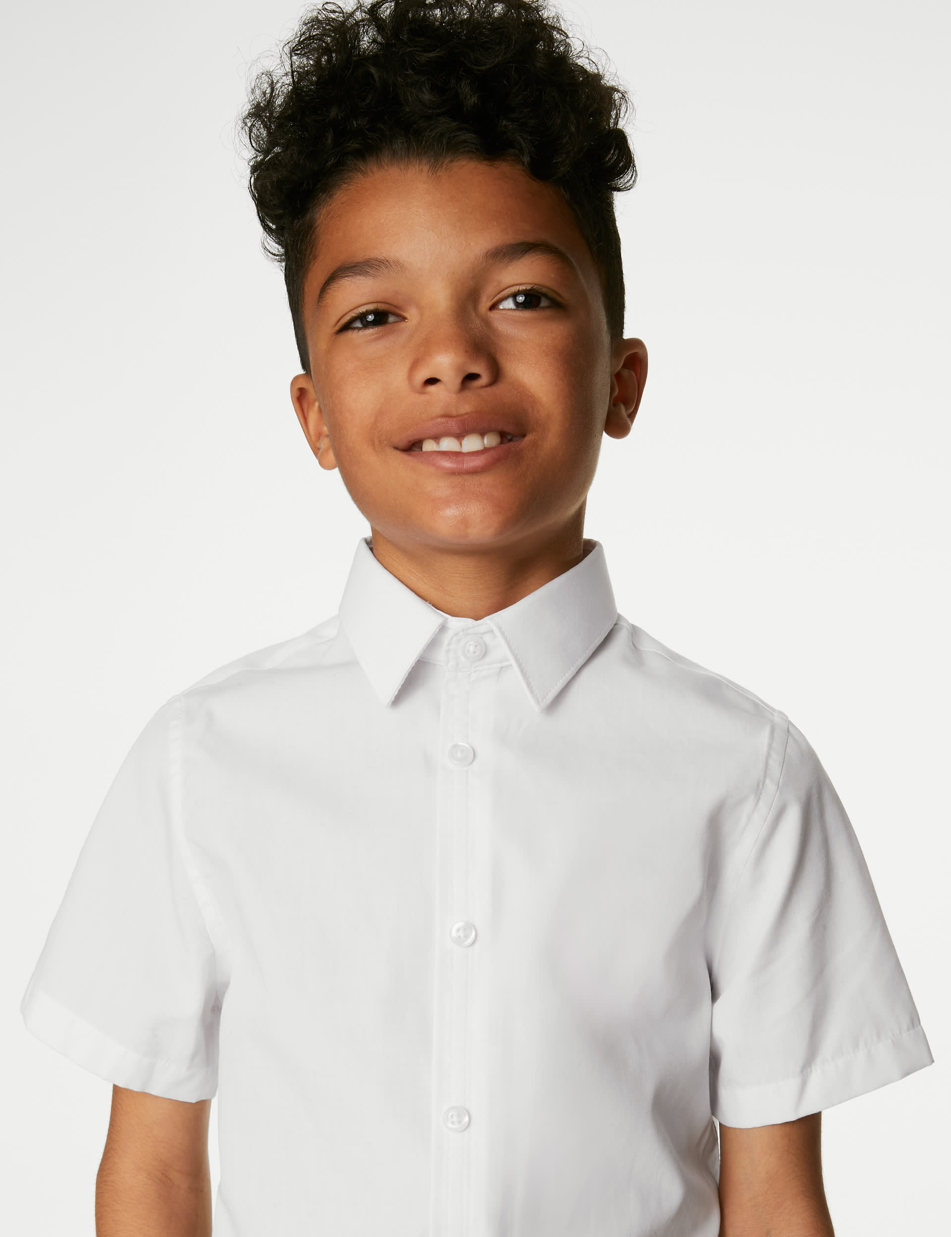 M&S Collection 3pk Boys Easy Dressing Easy Iron School Shirts (3-18 Yrs) - 11-12 - White, White