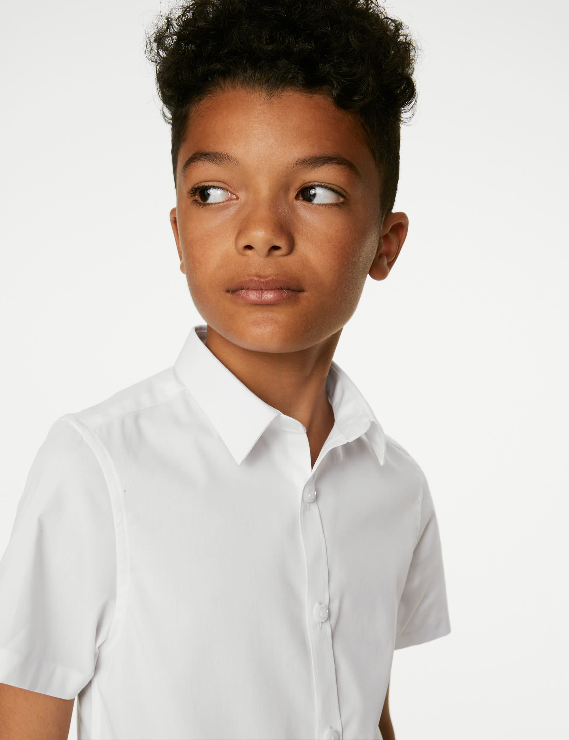 M&S Collection 2 Pack Boys Skinny Fit Stretch School Shirts (2-18 Yrs) - 9-10Y - White, White