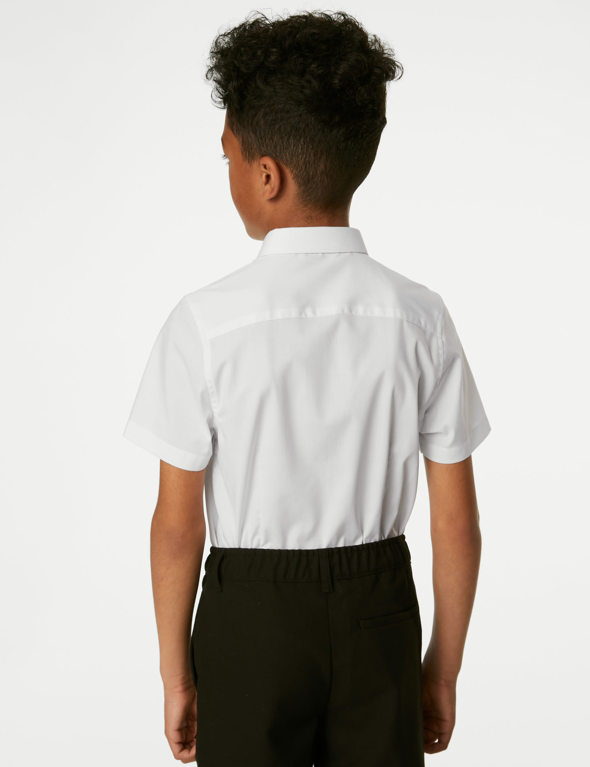 M&S Collection 2 Pack Boys Skinny Fit Stretch School Shirts (2-18 Yrs) - 12-13 - White, White