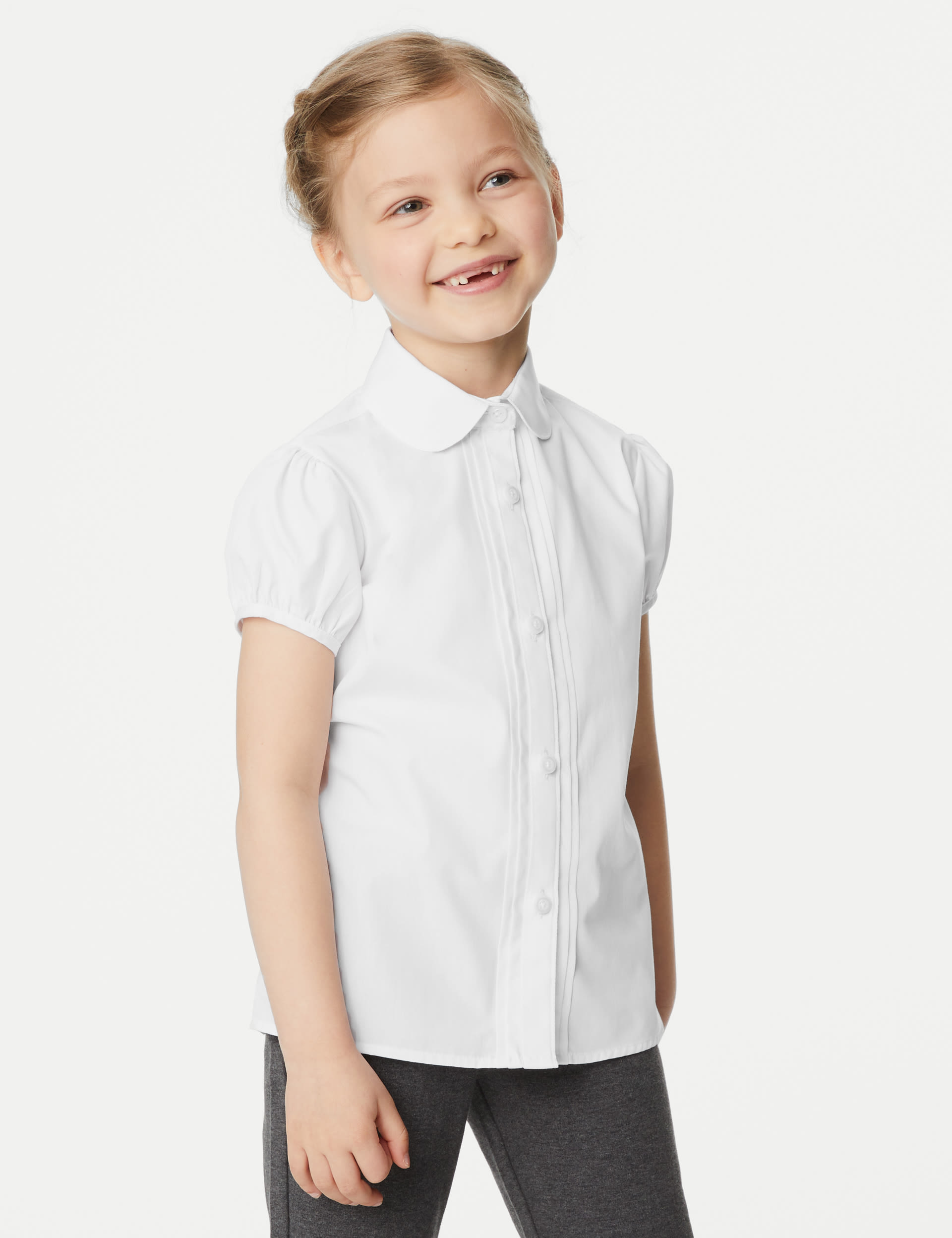 M&S Collection Girls 2 Pack Girls Pintuck Easy Iron School Shirts (2-16 Yrs) - 15-16 - White, White