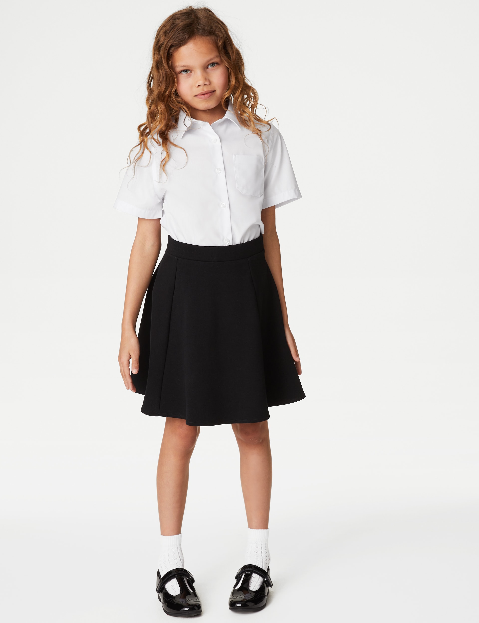 M&S Collection Girls 2 Pack Girls Non-Iron School Shirts (2-18 Yrs) - 15-16 - White, White