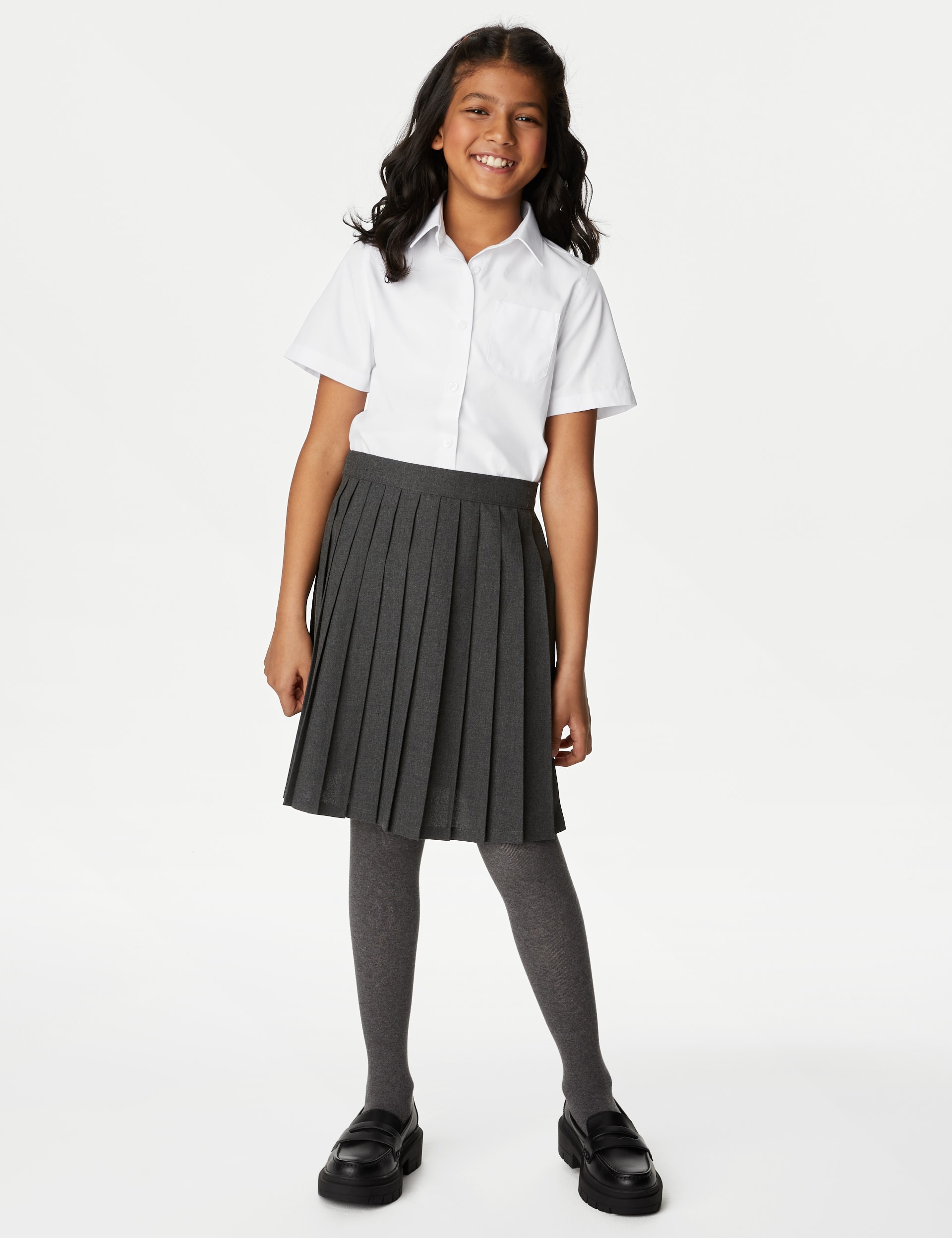 M&S Collection Girls 2 Pack Girls Regular Fit Cotton School Shirts (2-18 Yrs) - 13-14 - White, White