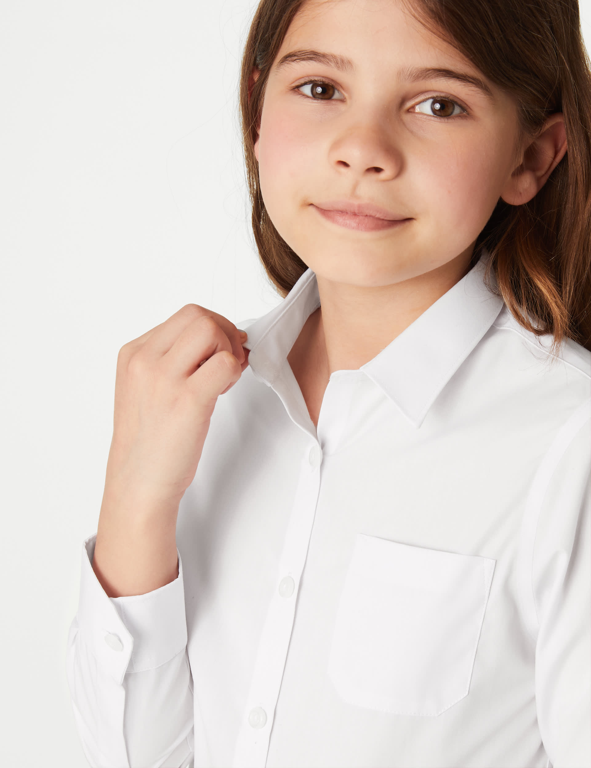 M&S Collection Girls 2 Pack Girls Slim Fit Non-Iron School Shirts (2-18 Yrs) - 17-18 - White, White