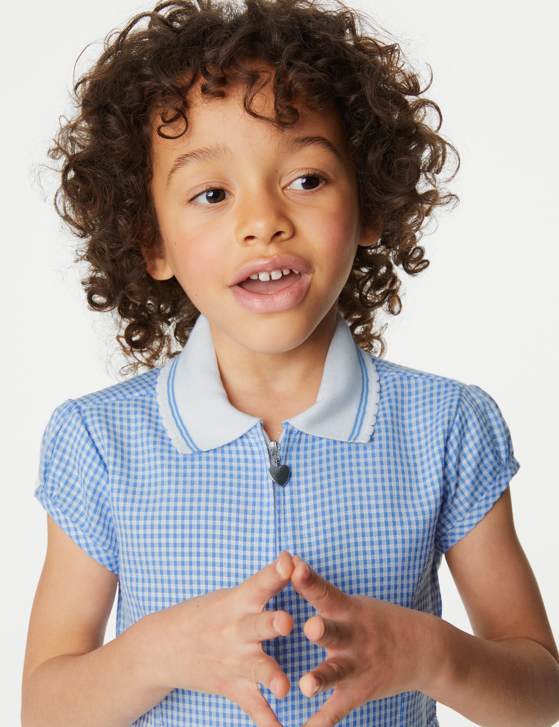 M&S Collection Girls Gingham School Playsuit (2-14 Yrs) - 4-5 Y - Light Blue, Mid Blue,Yellow,Light 