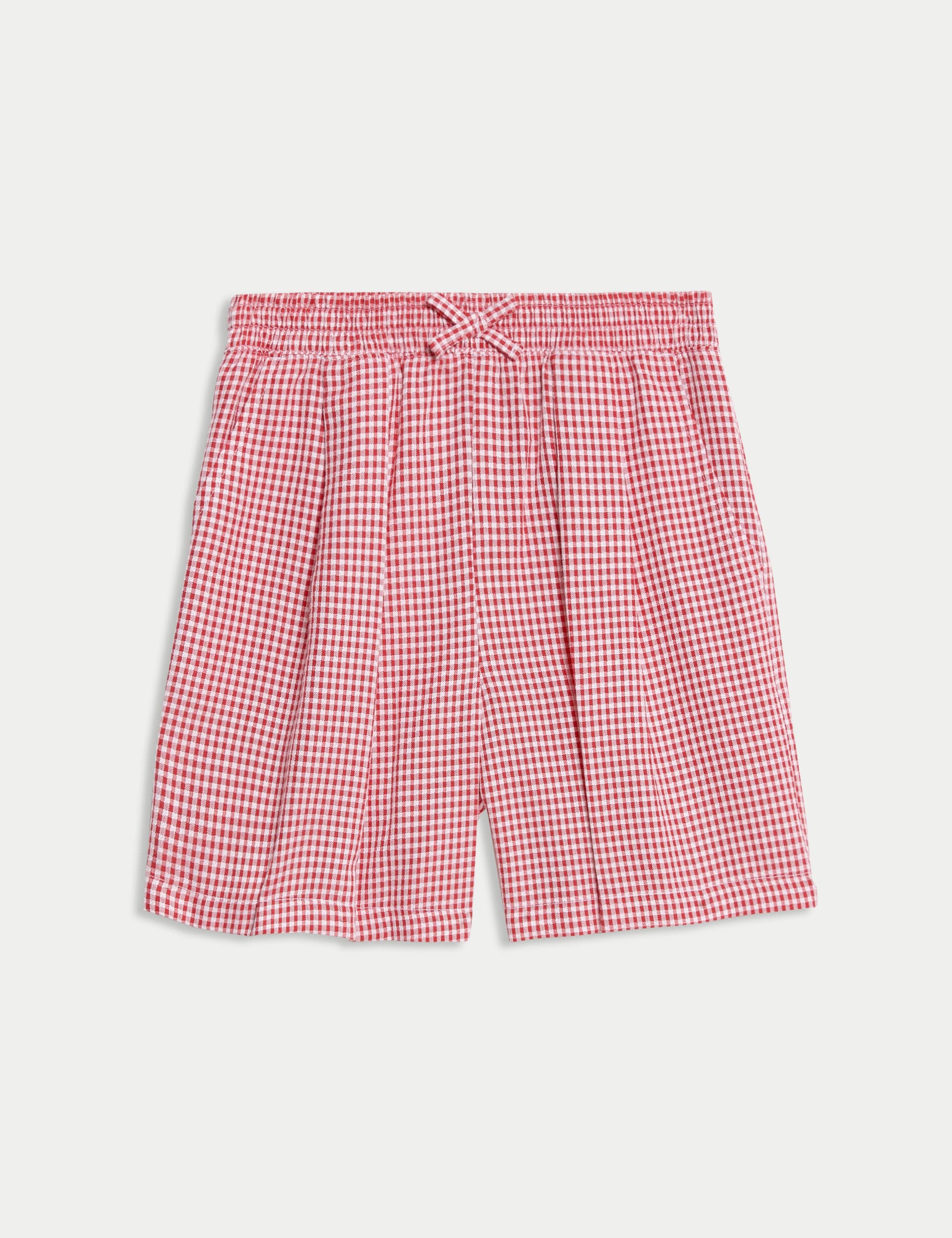 M&S Collection Girls Gingham School Shorts (3-14 Yrs) - 11-12 - Red, Light Blue,Red