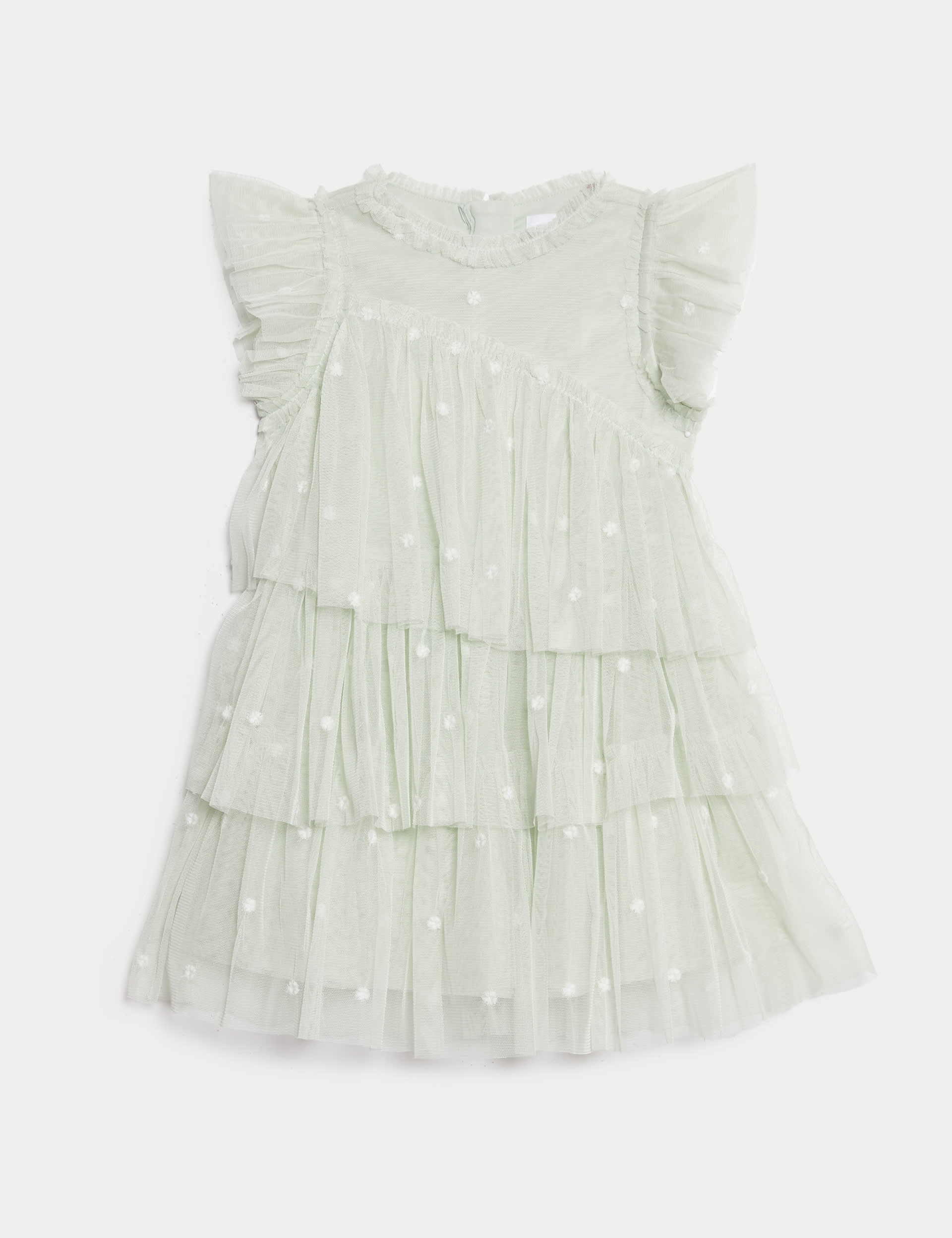 M&S Collection Girls Embroidered Tulle Dress (2-16 Yrs) - 6-7 Y - Blue, Blue,Pink