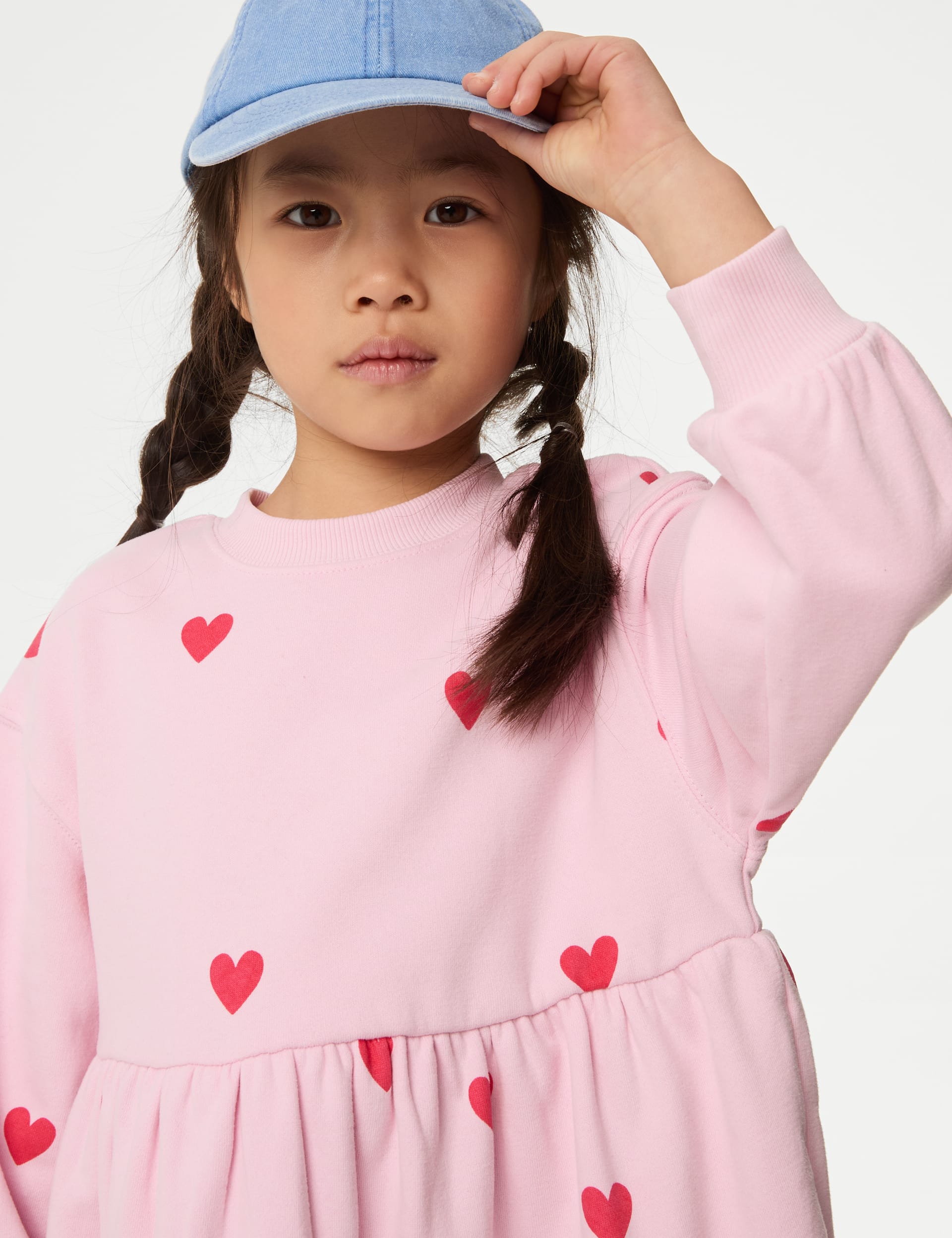 M&S Collection Girls Cotton Rich Heart Jumper Dress (1-8 Yrs) - 18-24 - Pink, Pink