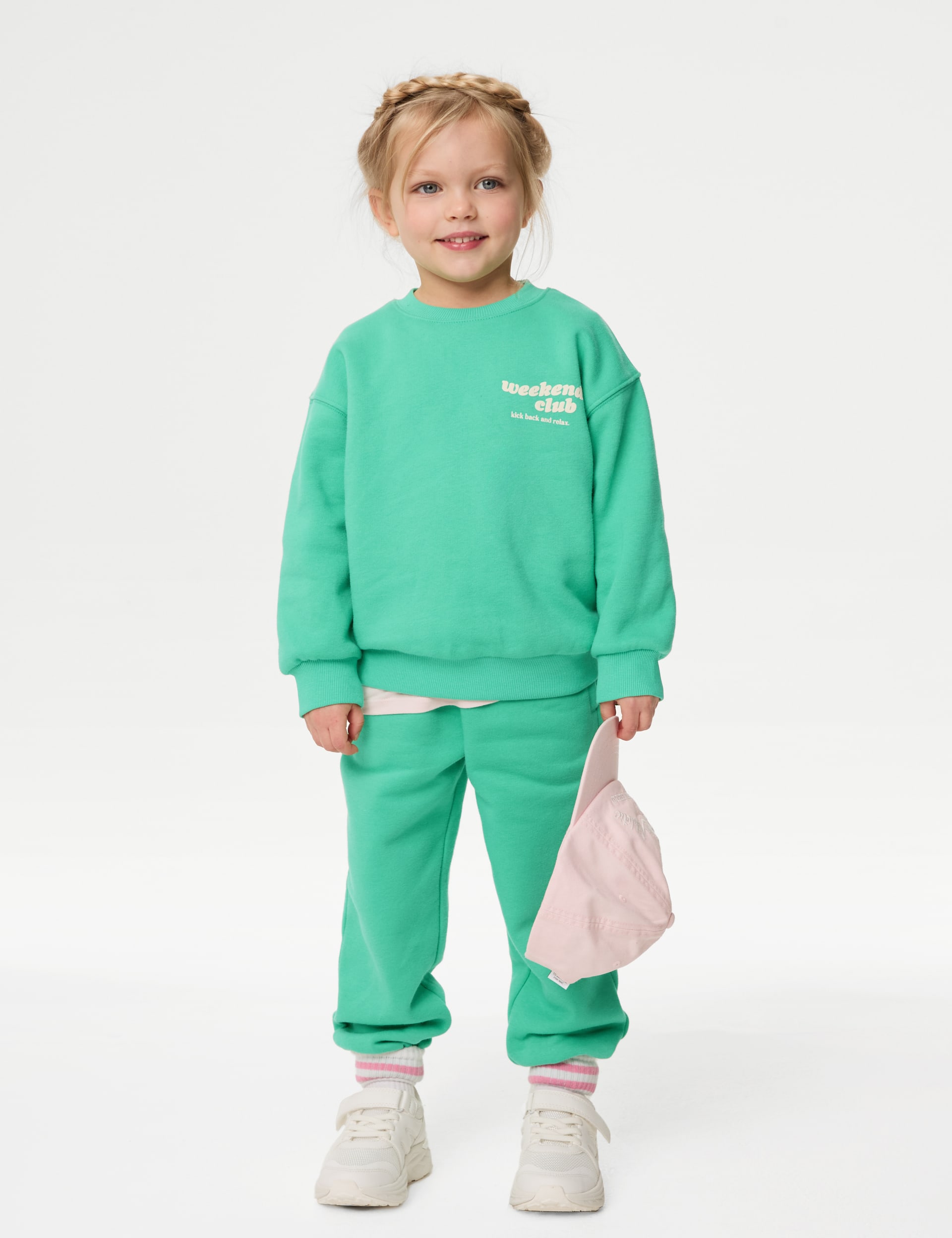 M&S Collection Cotton Rich Slogan Sweatshirt (2-8 Yrs) - 2-3 Y - Medium Green, Medium Green