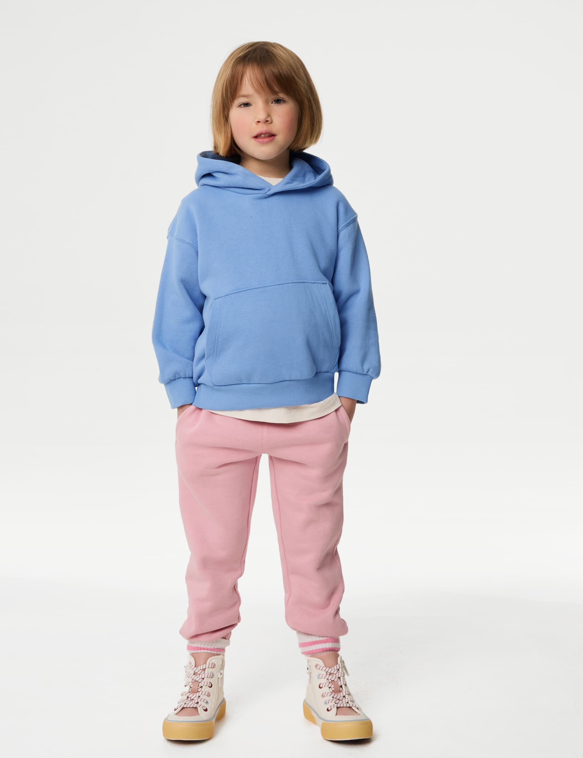 M&S Collection Cotton Rich Plain Hoodie (2-8 Yrs) - 3-4 Y - Fresh Blue, Fresh Blue