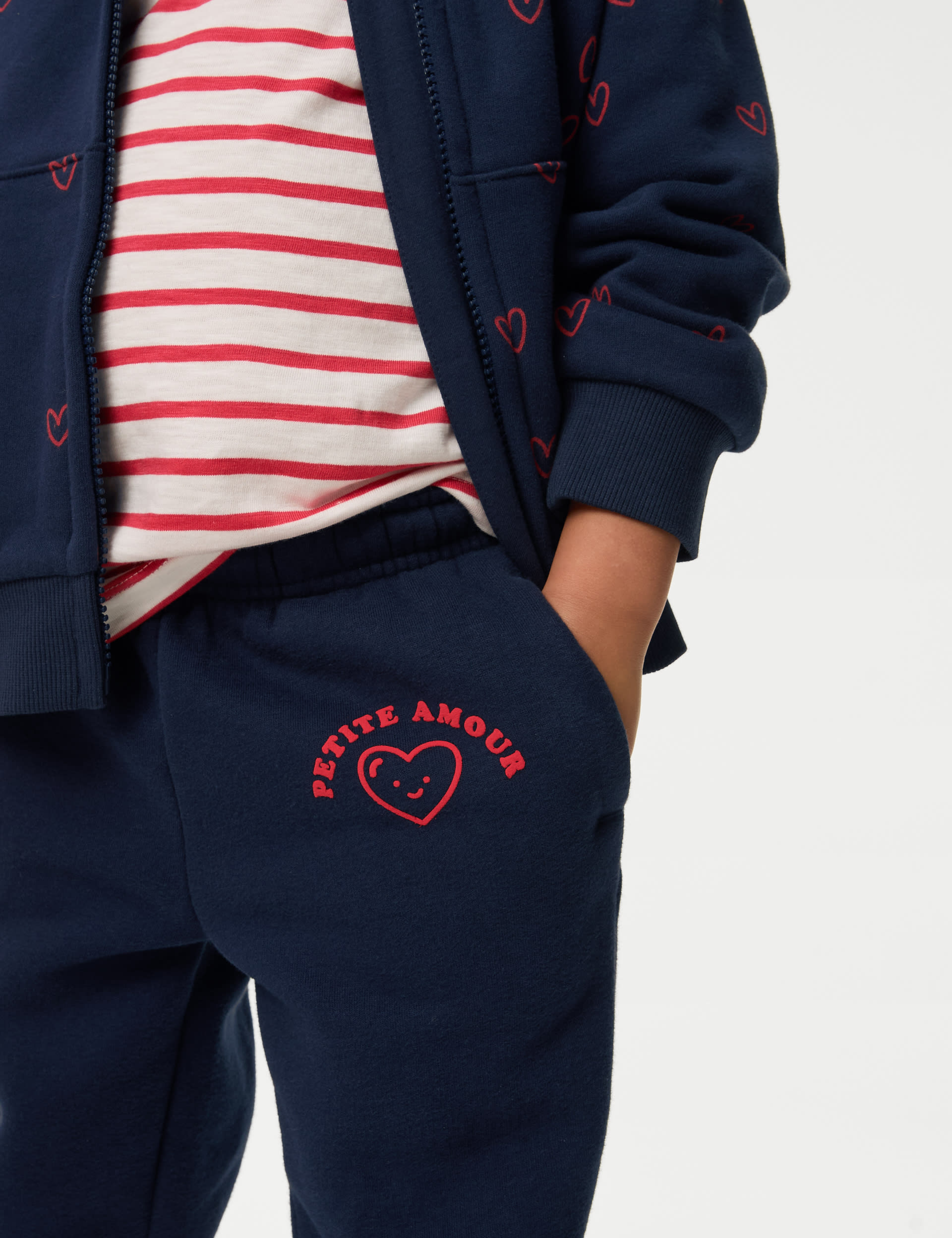 M&S Collection Cotton Rich Print Joggers (2-8 Yrs) - 5-6 Y - Navy, Navy