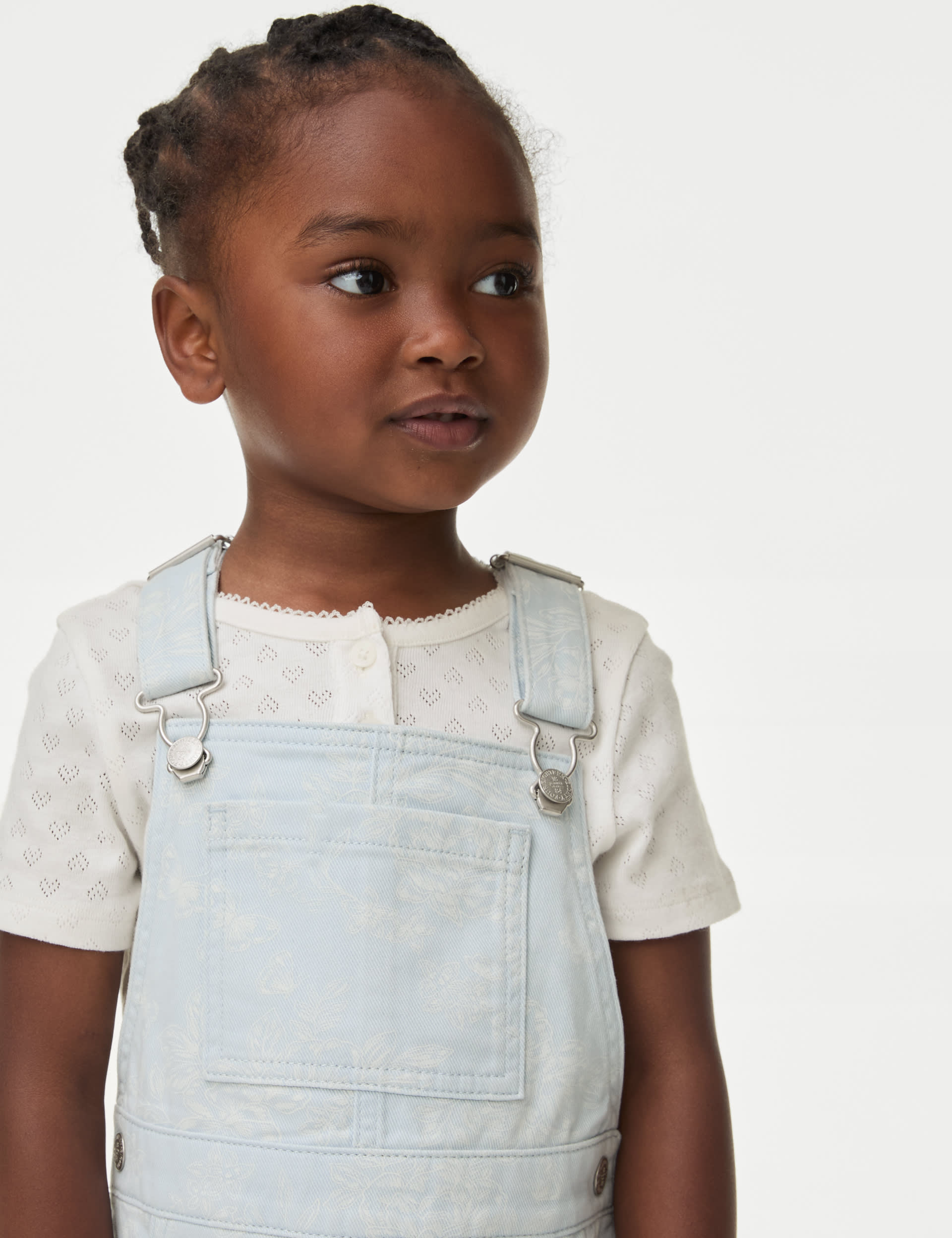 M&S Collection Girls 2pc Denim Pinafore Outfit (2-8 Yrs) - 3-4 Y - Blue Mix, Blue Mix