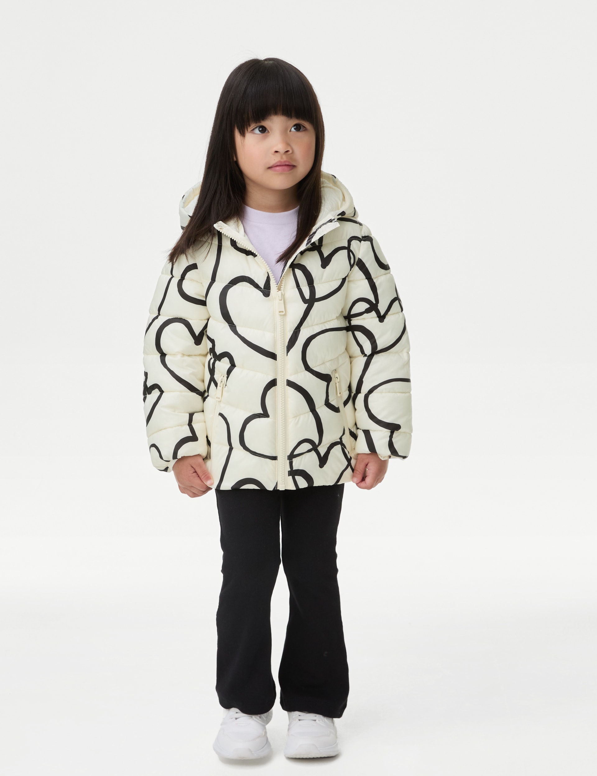 M&S Collection Heart Print Lightweight Padded Jacket (2-8 Yrs) - 6-7 Y - Multi, Multi