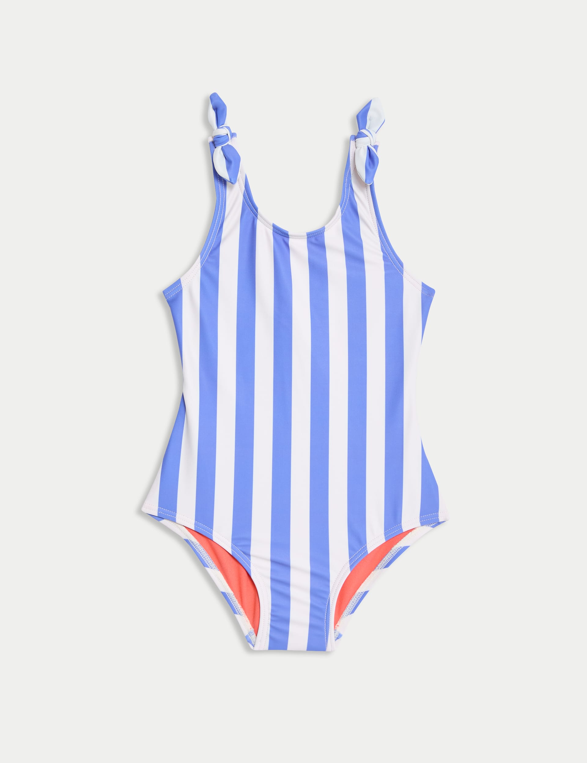 M&S Collection Girls Striped Swimsuit (2-8 Yrs) - 7-8 Y - Blue Mix, Blue Mix