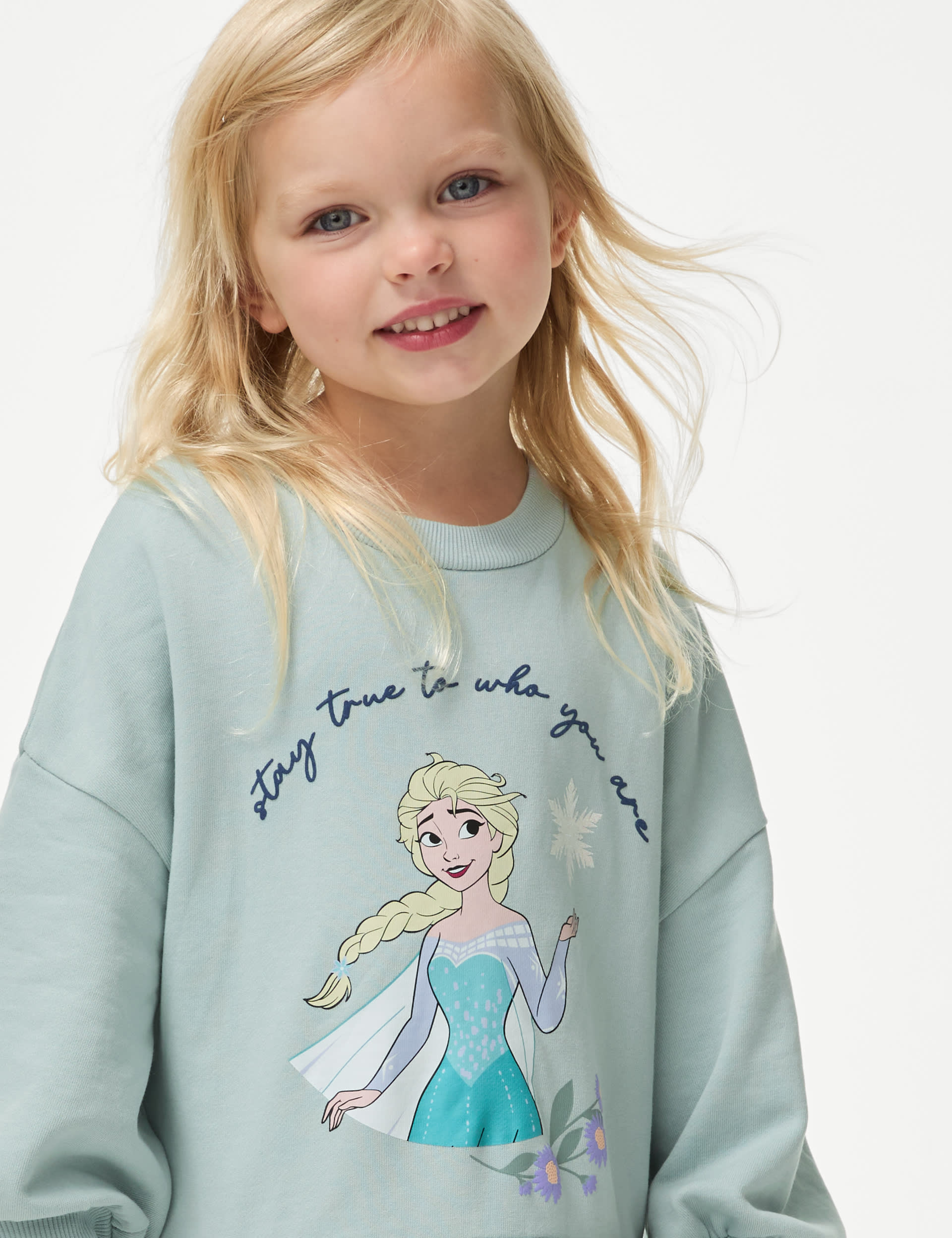 M&S Collection Girls Cotton Rich Disney Frozen Sweatshirt Dress (2-8 Yrs) - 6-7 Y - Ice Blue, Ice B