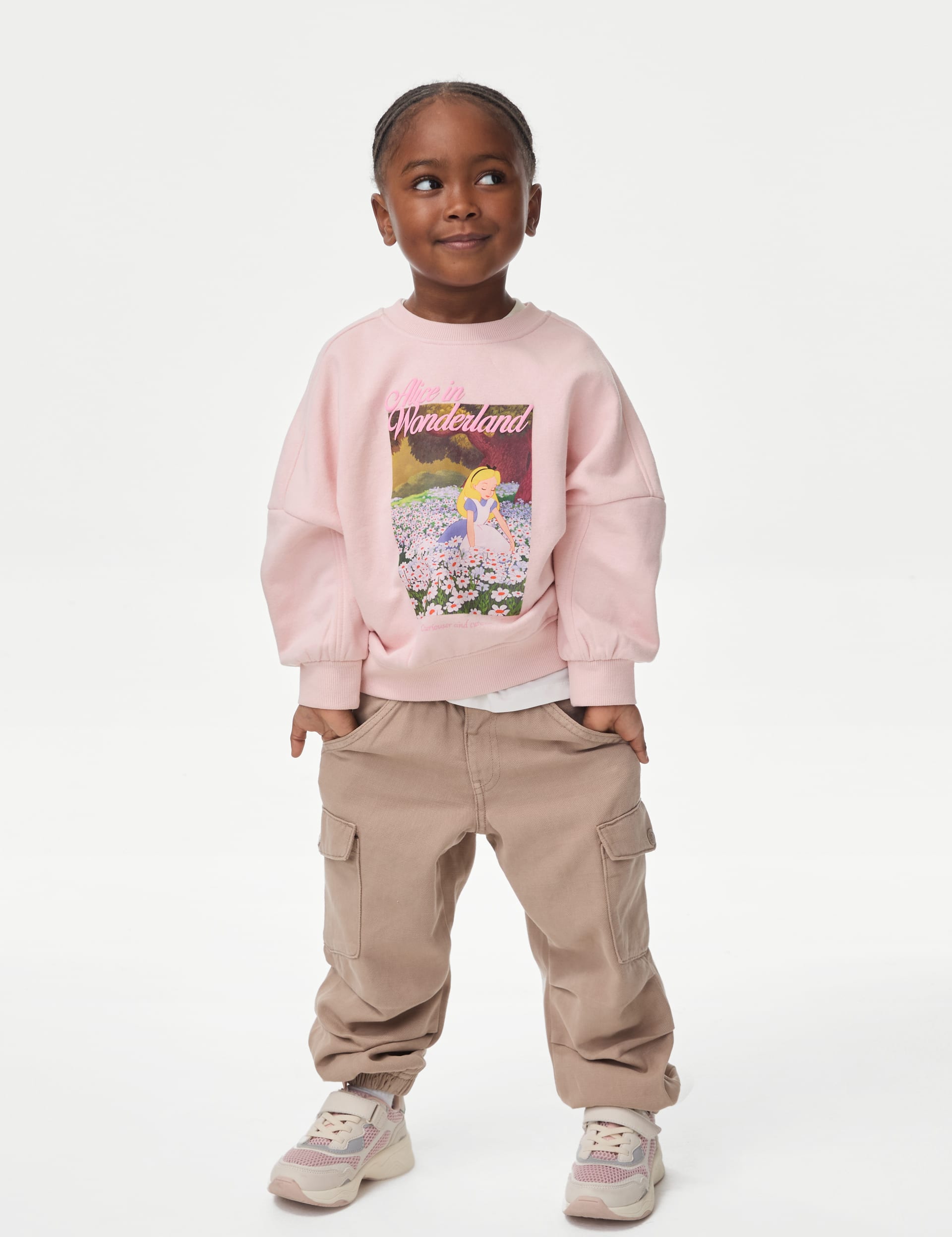 M&S Collection Girls Alice in Wonderland Sweatshirt (2-8 Yrs) - 7-8 Y - Pink Mix, Pink Mix