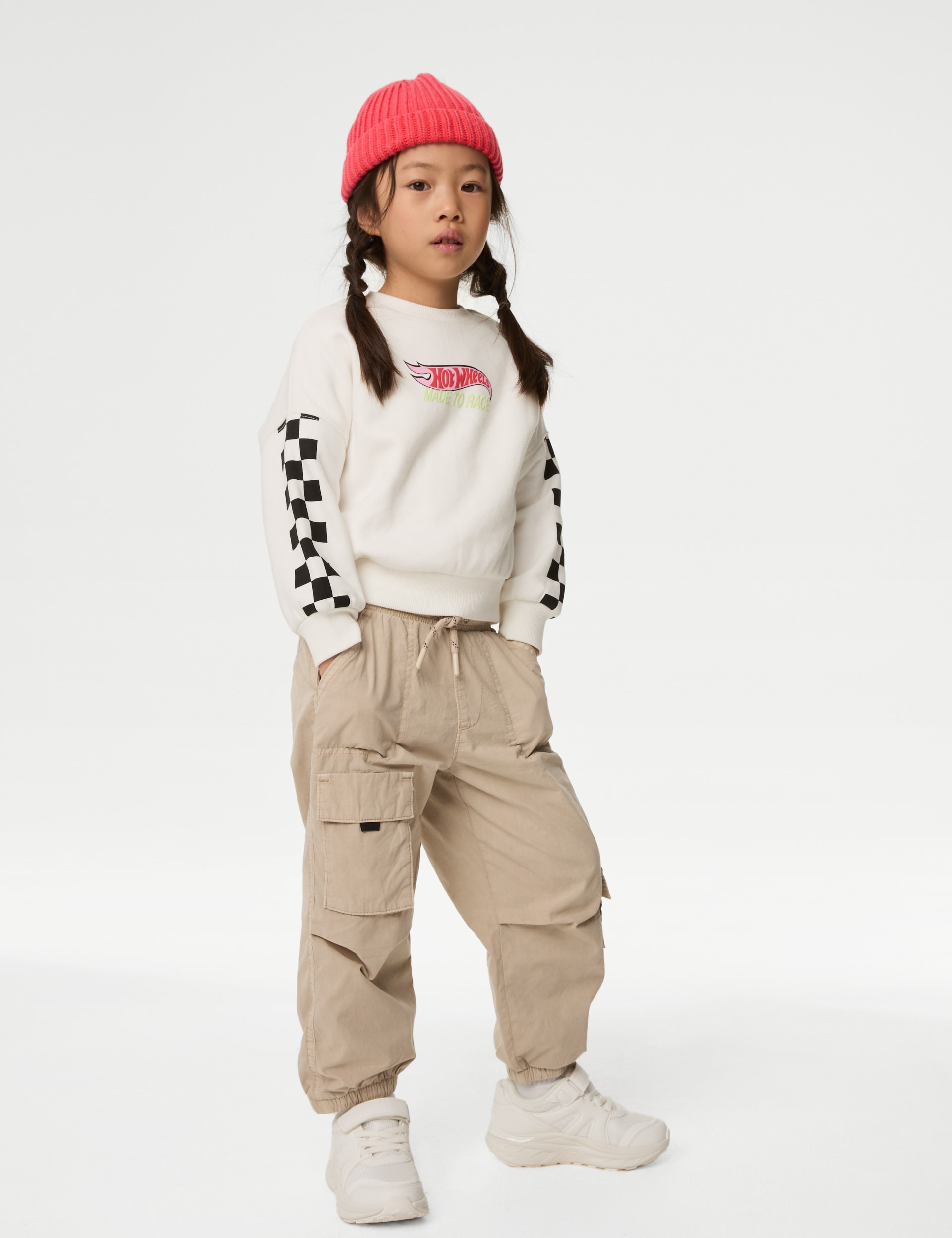 M&S Collection Girls Cotton Rich Hot Wheels Sweatshirt (2-16 Yrs) - 9-10Y - Ecru Mix, Ecru Mix