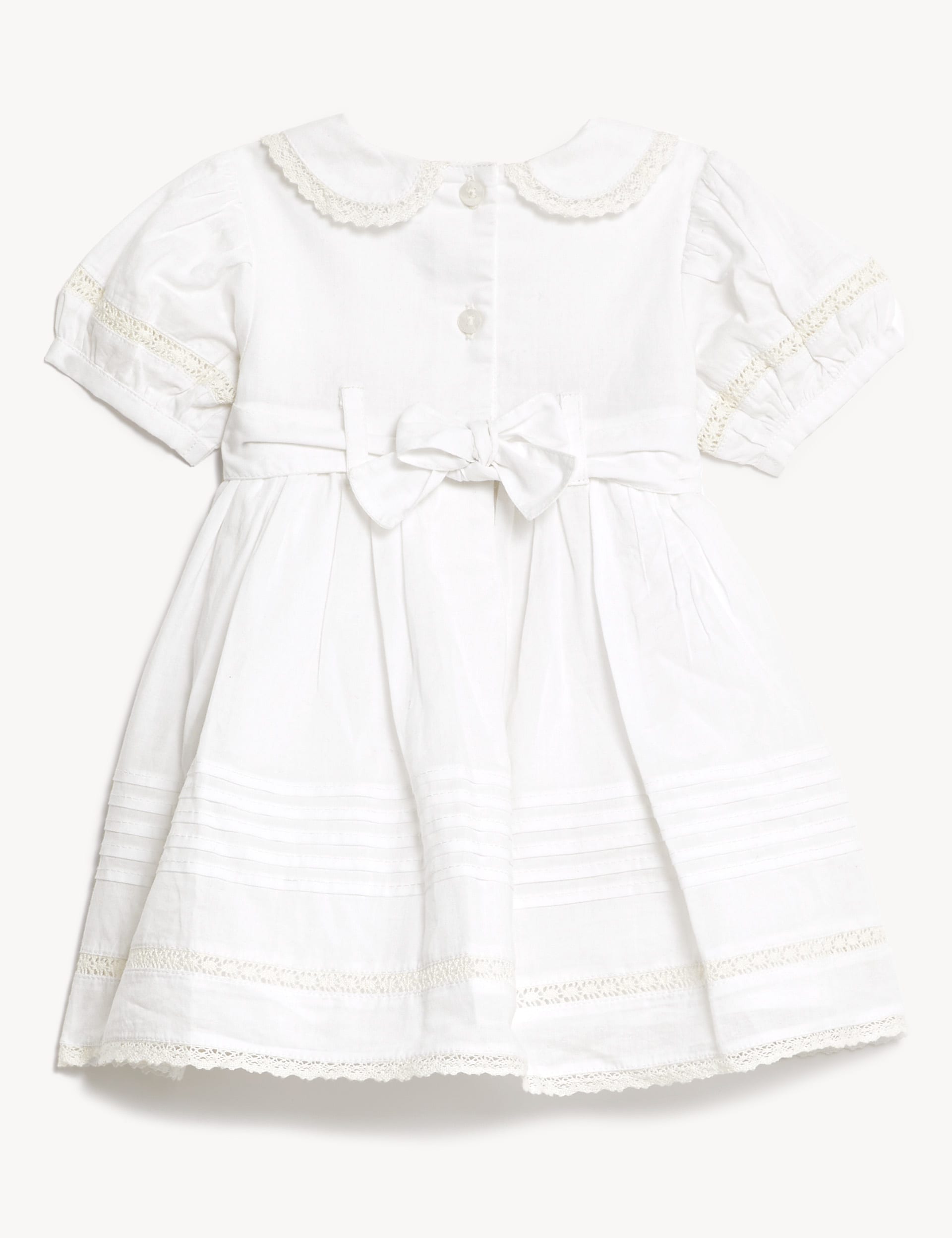 M&S Collection Girls Pure Cotton Christening Dress (7lbs-1 Yrs) - 0-3 M - Ivory, Ivory