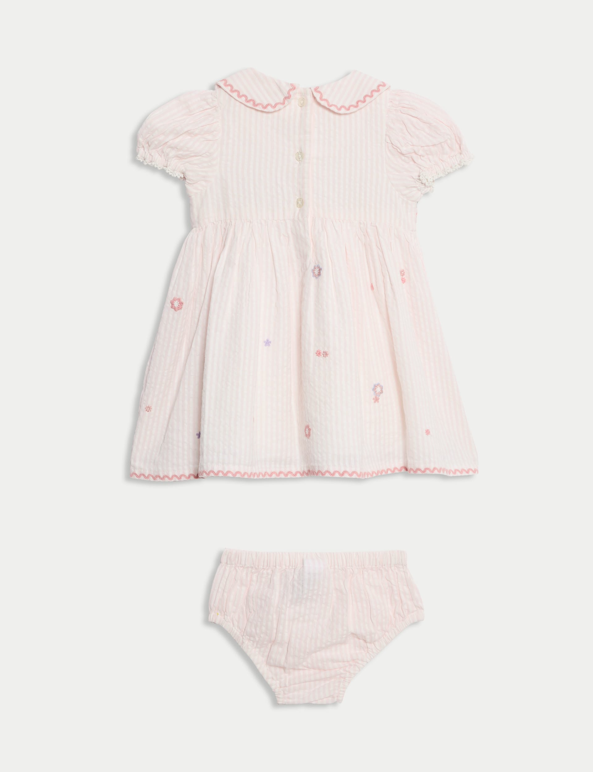 M&S Collection Girls 2pc Pure Cotton Embroidered Outfit (0-6 Yrs) - 12-18 - Pink Mix, Pink Mix,Blue 