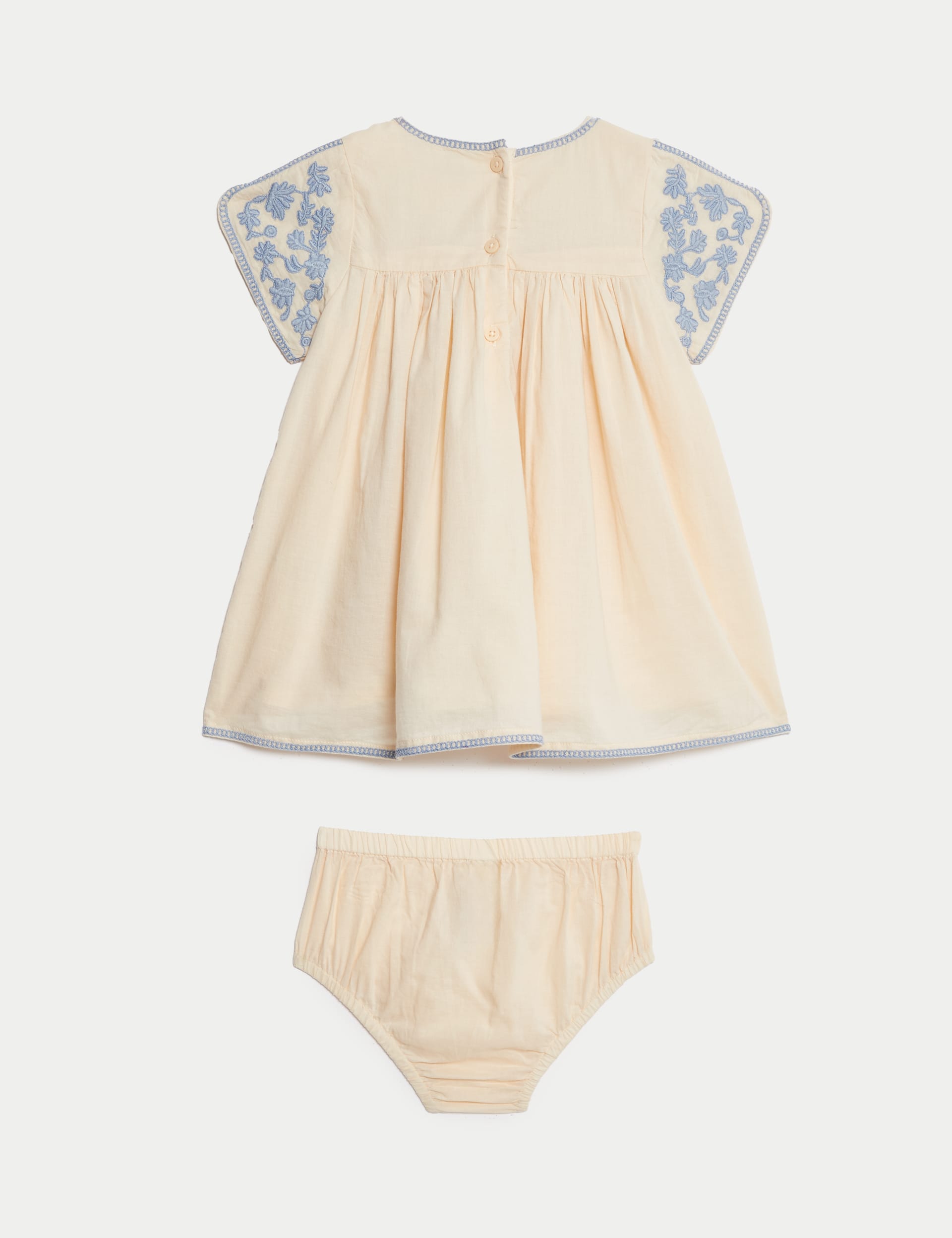 M&S Collection Girls 2pc Pure Cotton Embroidered Outfit (0-6 Yrs) - 5-6Y - Cream, Cream