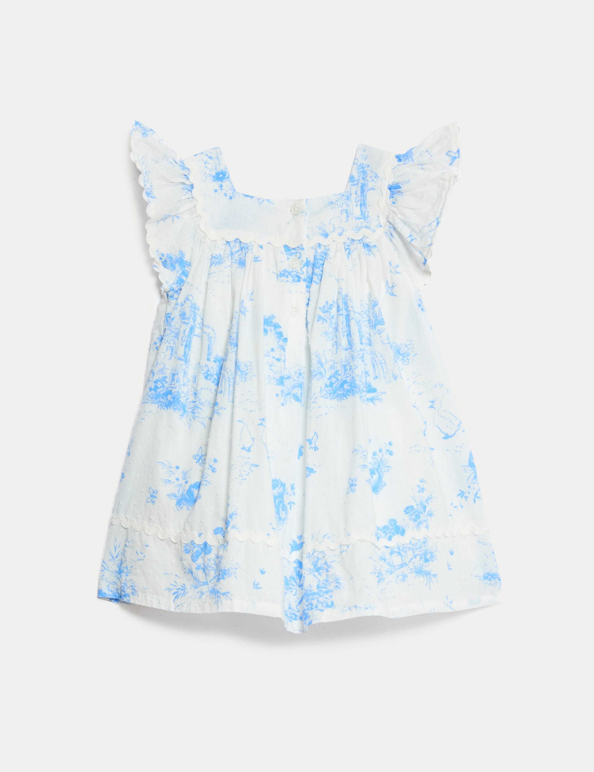 M&S Collection Girls Pure Cotton Print Dress (0-6 Yrs) - 2-3Y - Blue Mix, Blue Mix