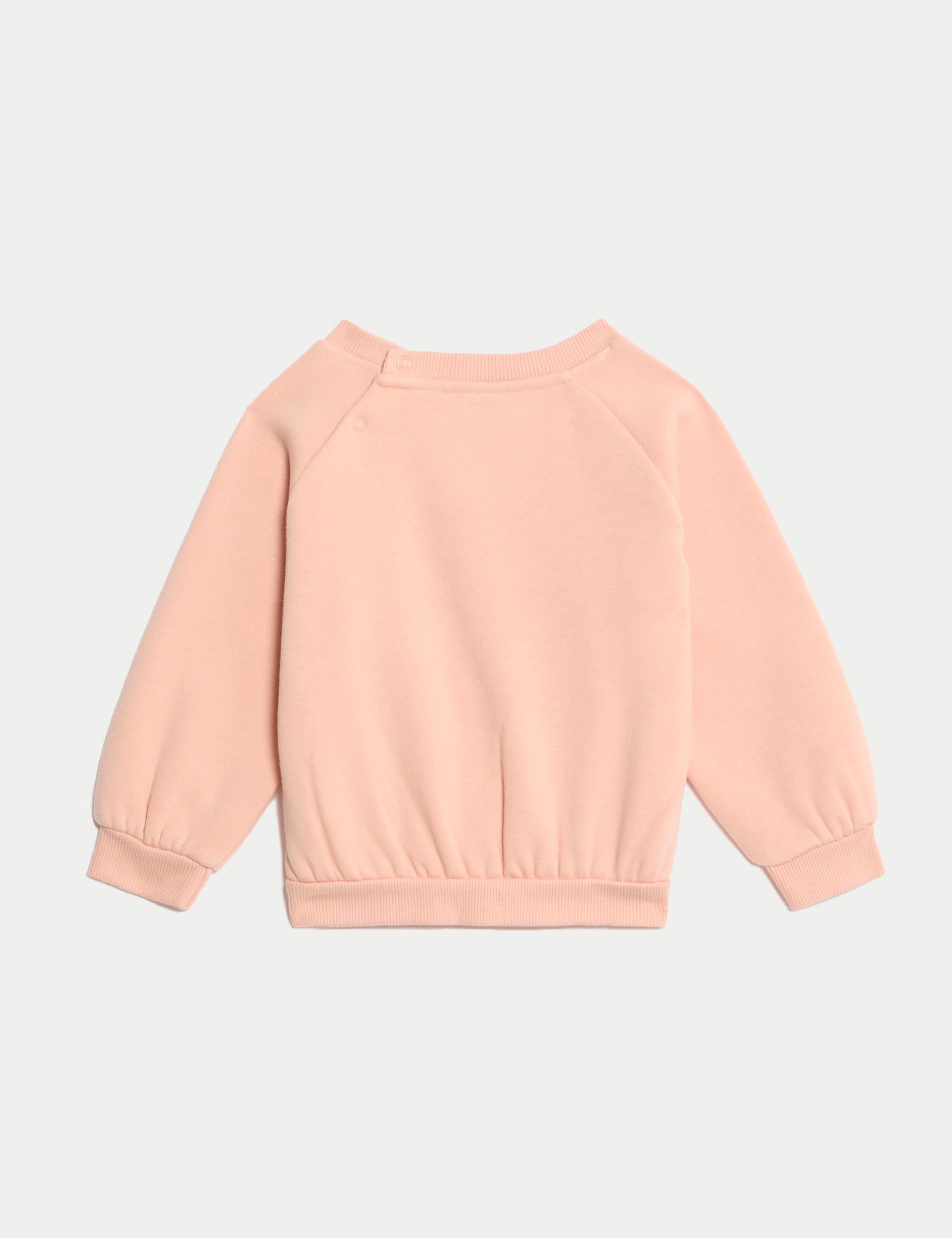 M&S Collection Girls Cotton Blend Fleece Lined Sweatshirt (0-3 Yrs) - 12-18 - Blush, Blush