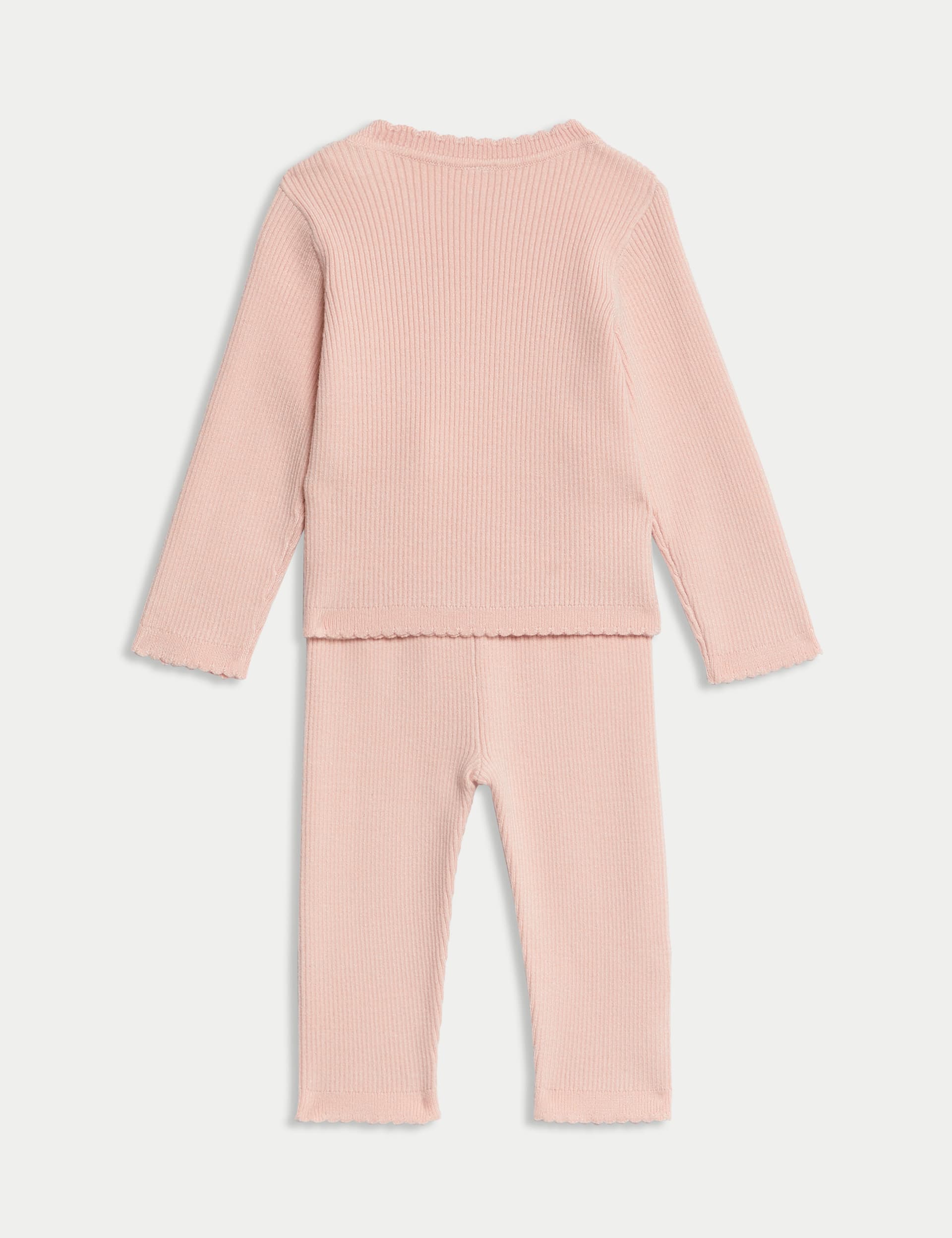 M&S Collection Girls 2pc Knitted Top & Bottom Outfit (0-3 Yrs) - 12-18 - Pink, Pink