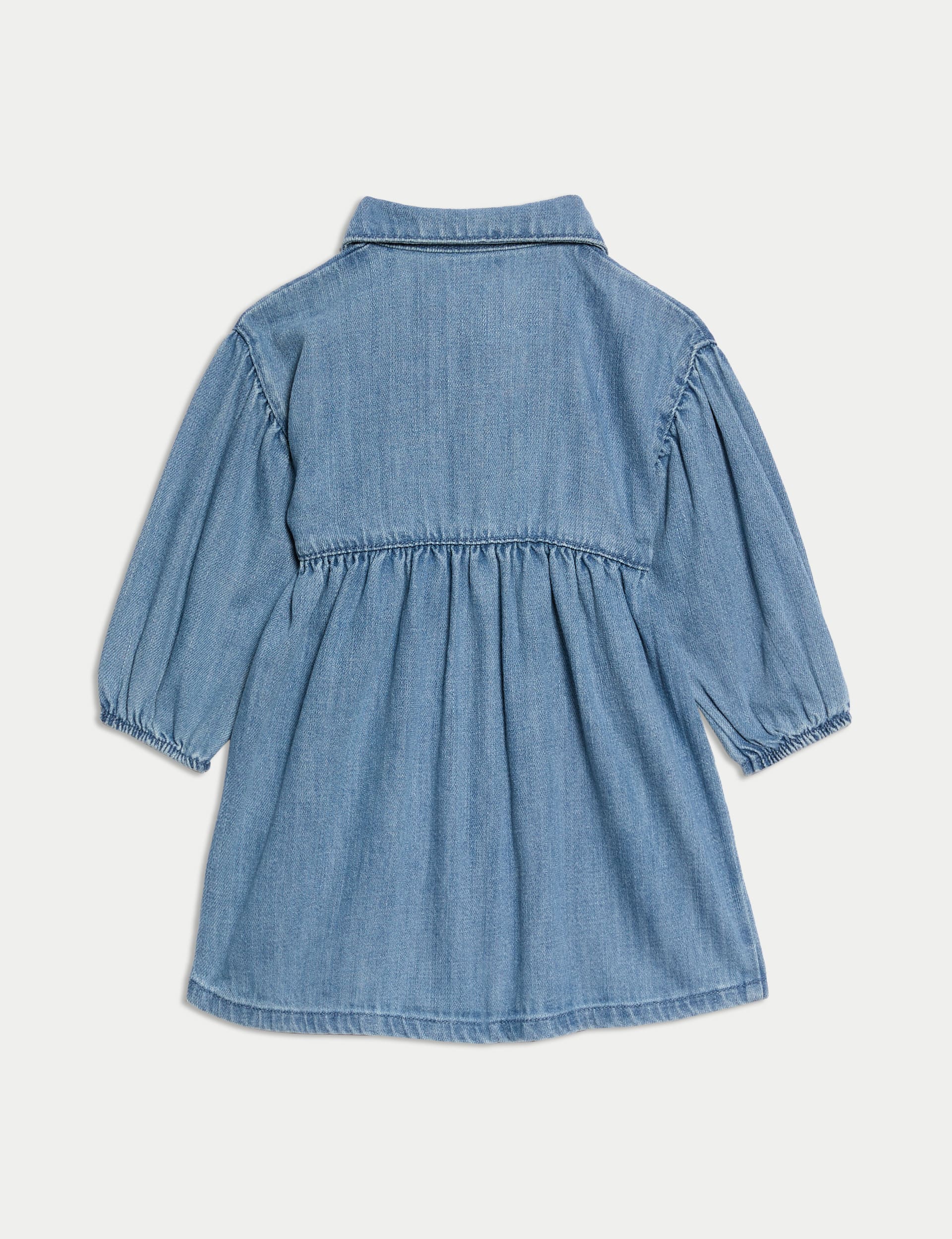 M&S Collection Girls 2pc Denim Dress with Tights (0-6 Yrs) - 3-6 M - Blue Denim, Blue Denim