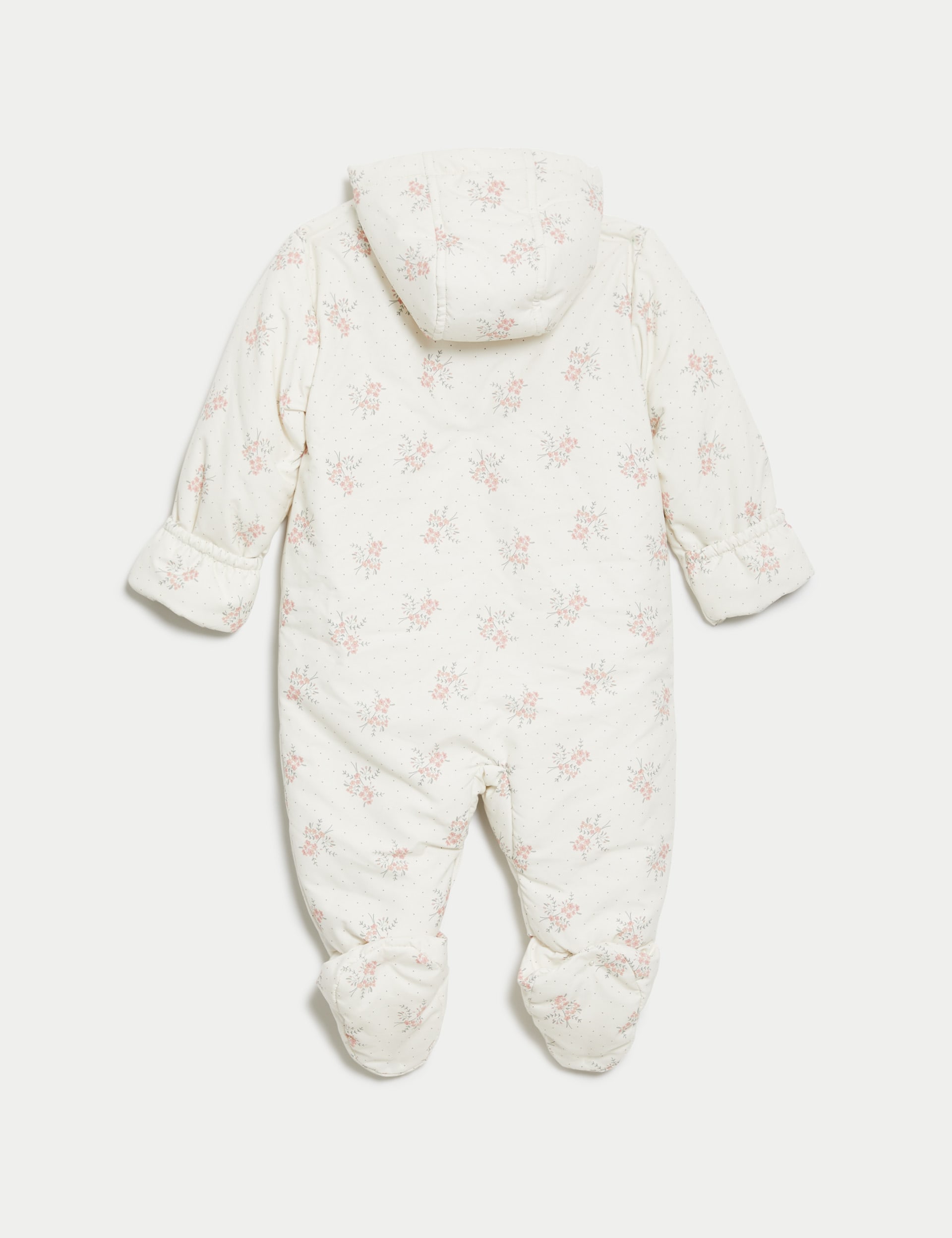 M&S Collection Girls Ditsy Floral Snowsuit (0-3 Yrs) - 12-18 - Cream Mix, Cream Mix