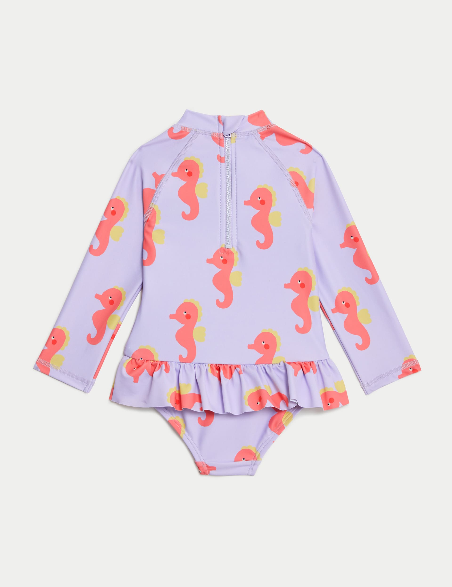 M&S Collection Girls Seahorse Long Sleeve Swimsuit (0-3 Yrs) - 18-24 - Pink Mix, Pink Mix