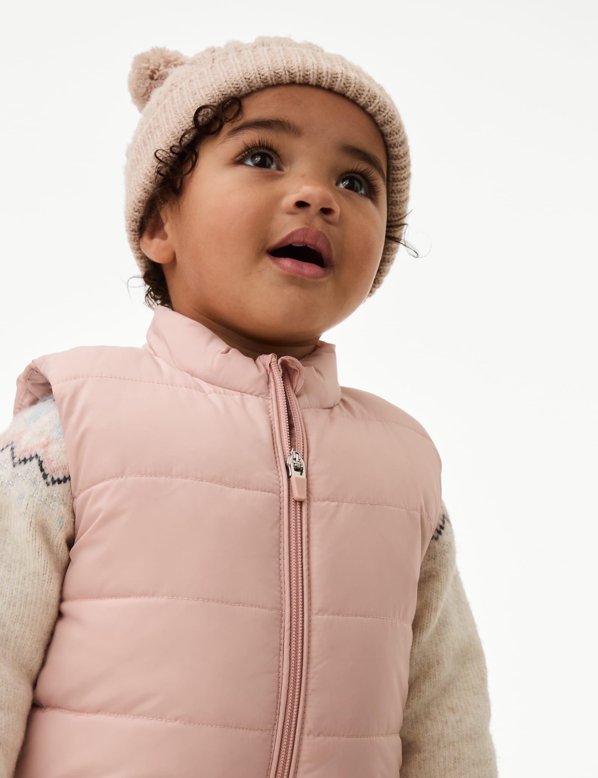 M&S Collection Girls Stormwear Padded Gilet (0-3 Yrs) - 2-3Y - Pink, Pink