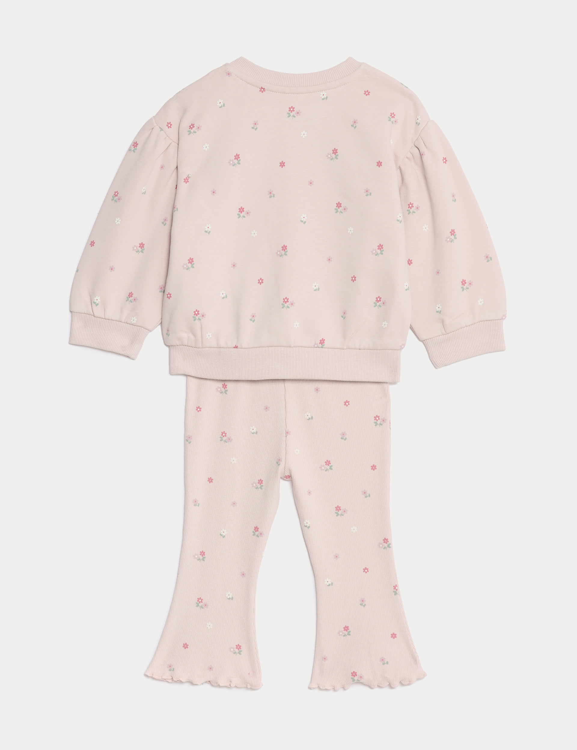 M&S Collection Girls 2pc Cotton Rich Floral Sweat Outfit (0-3 Yrs) - 12-18 - Pink Mix, Pink Mix