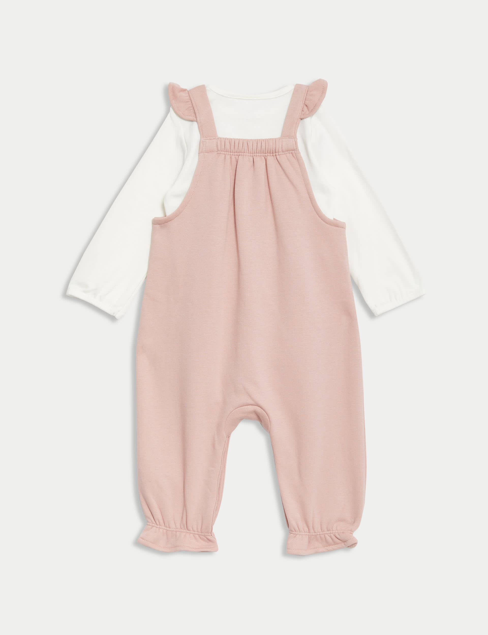 M&S Collection Girls 2pc Cotton Rich Dungarees (0-3 Yrs) - 3-6 M - Pink Mix, Pink Mix