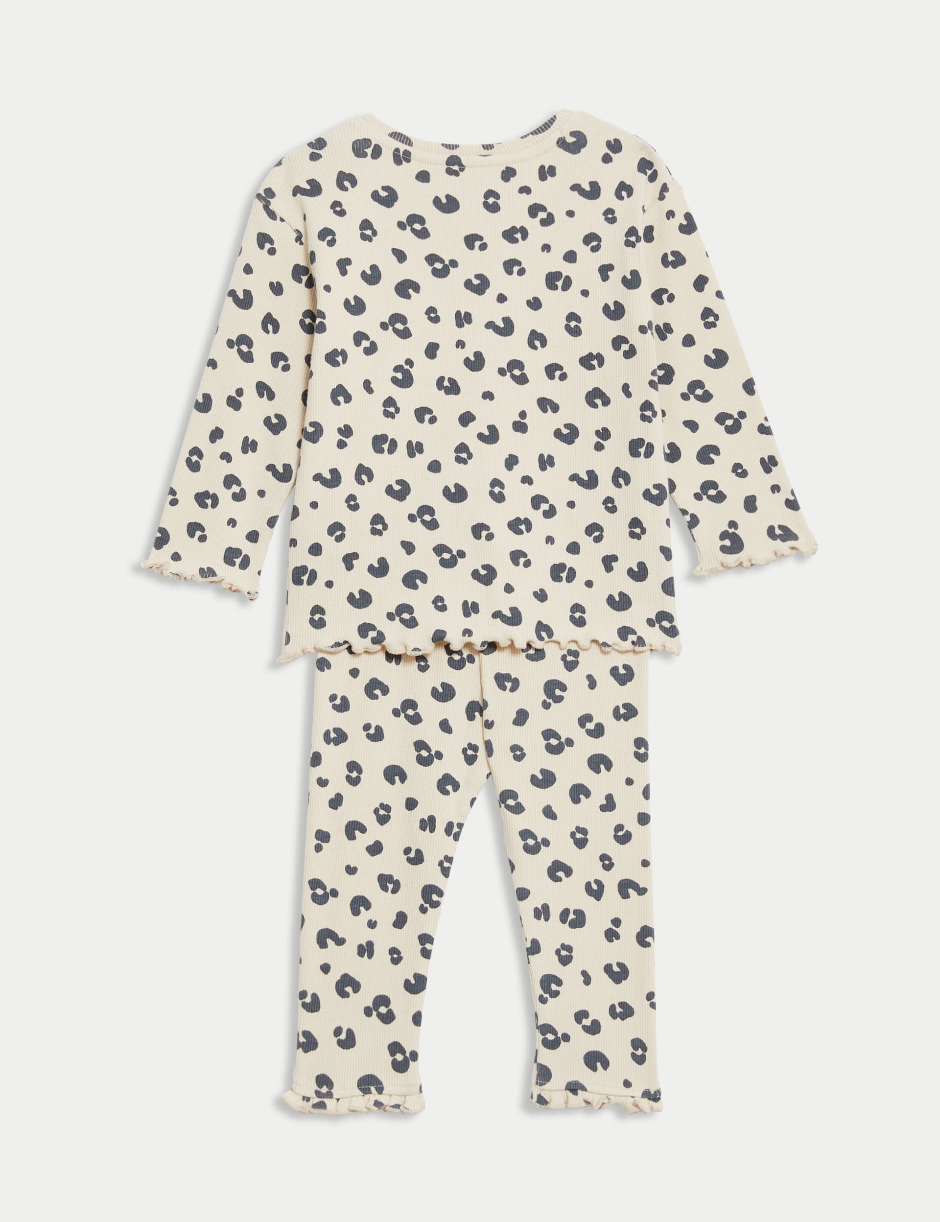 M&S Collection Girls 2pc Cotton Rich Jersey Animal Print Outfit (0-3 Yrs) - 12-18 - Calico Mix, Cali