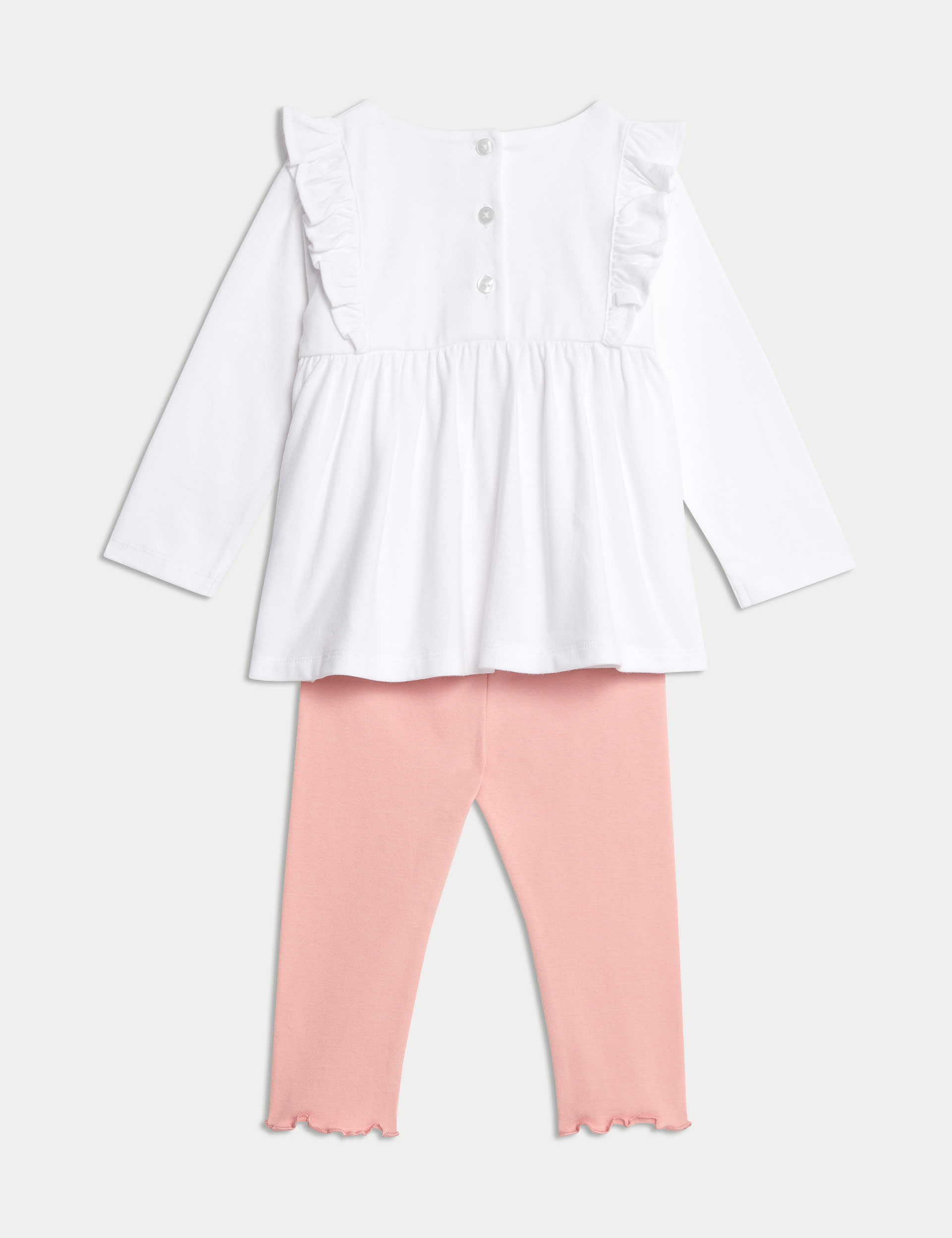 M&S Collection Girls 2pc Cotton Rich Peter Rabbit Outfit (0-3 Yrs) - 12-18 - White Mix, White Mix