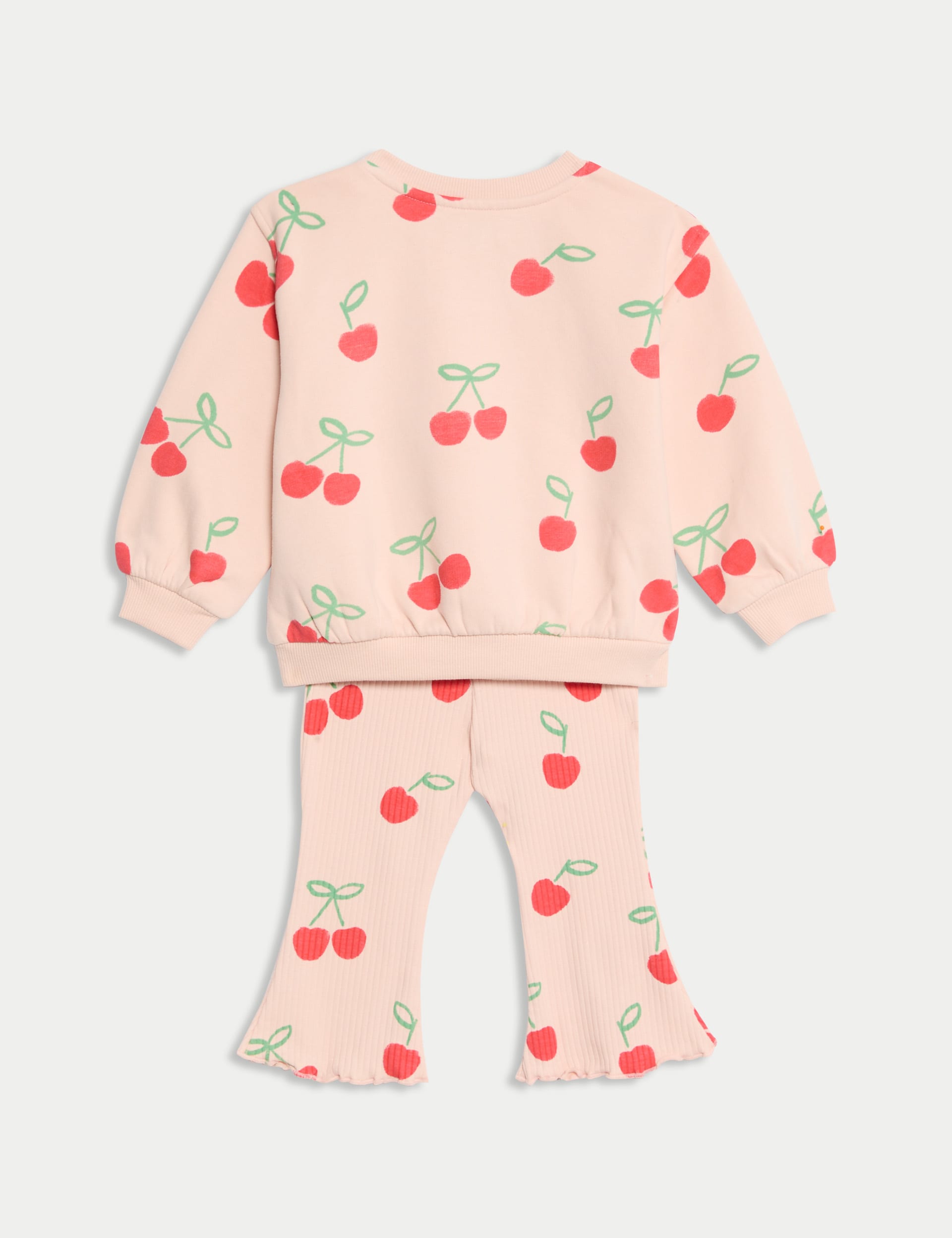 M&S Collection Girls 2pc Cotton Rich Cherry Print Outfit (0-6 Yrs) - 5-6Y - Pink Mix, Pink Mix