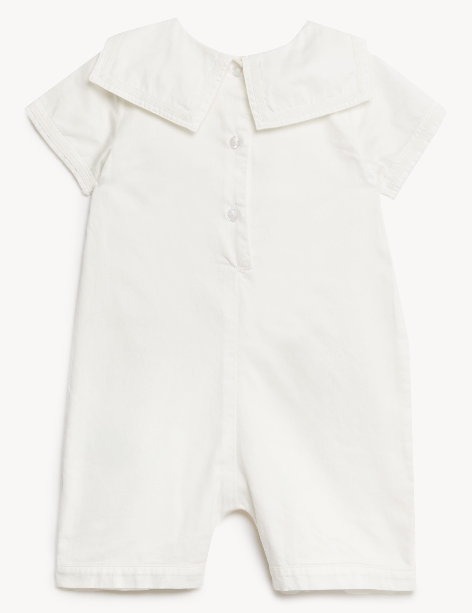 M&S Collection Boys Pure Cotton Christening Romper (7lbs-1 Yr) - 0-3 M - Ivory, Ivory