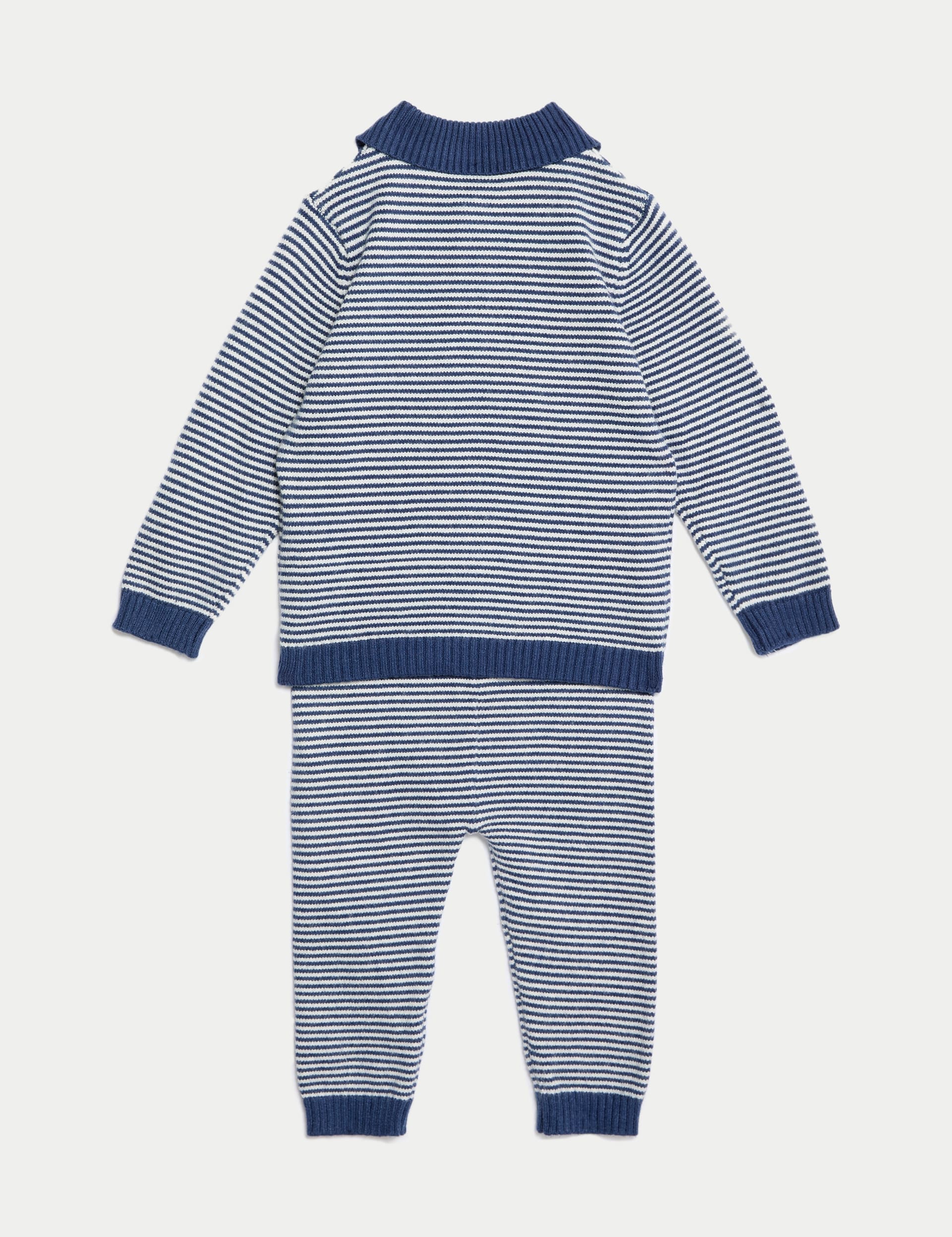 M&S Collection Boys 2pc Peter Rabbit Striped Knitted Outfit (0-3 Yrs) - 3-6 M - Blue Mix, Blue Mix