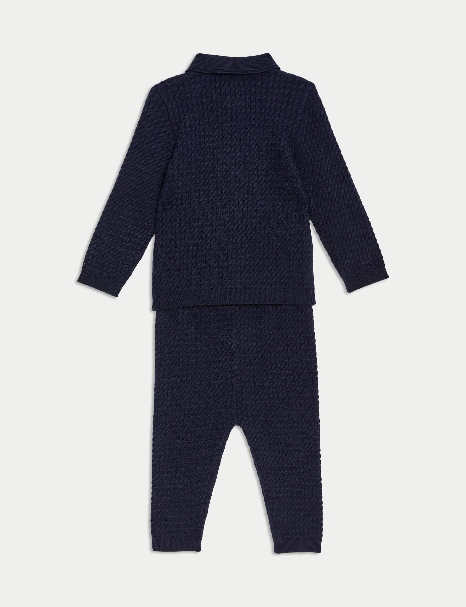 M&S Collection Boys 2pc Knitted Outfit (0-3 Yrs) - 12-18 - Navy, Navy