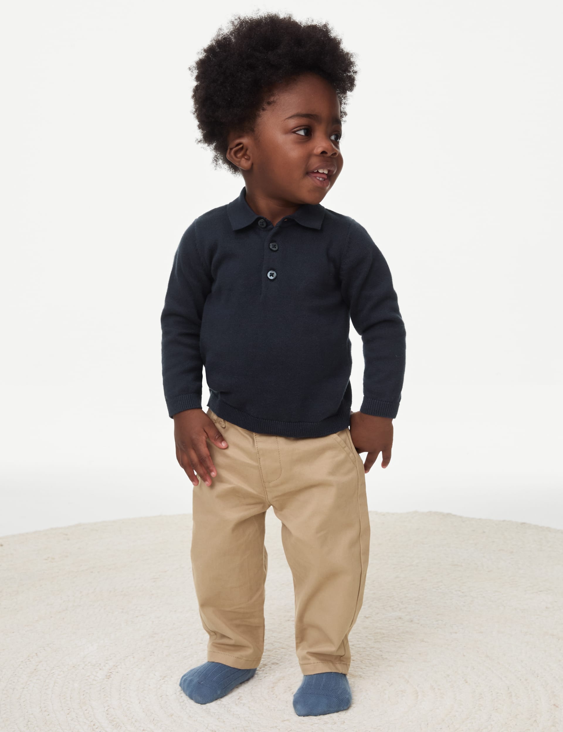 M&S Collection Boys 2pc Cotton Rich Outfit (0-3 Yrs) - 2-3Y - Navy Mix, Navy Mix