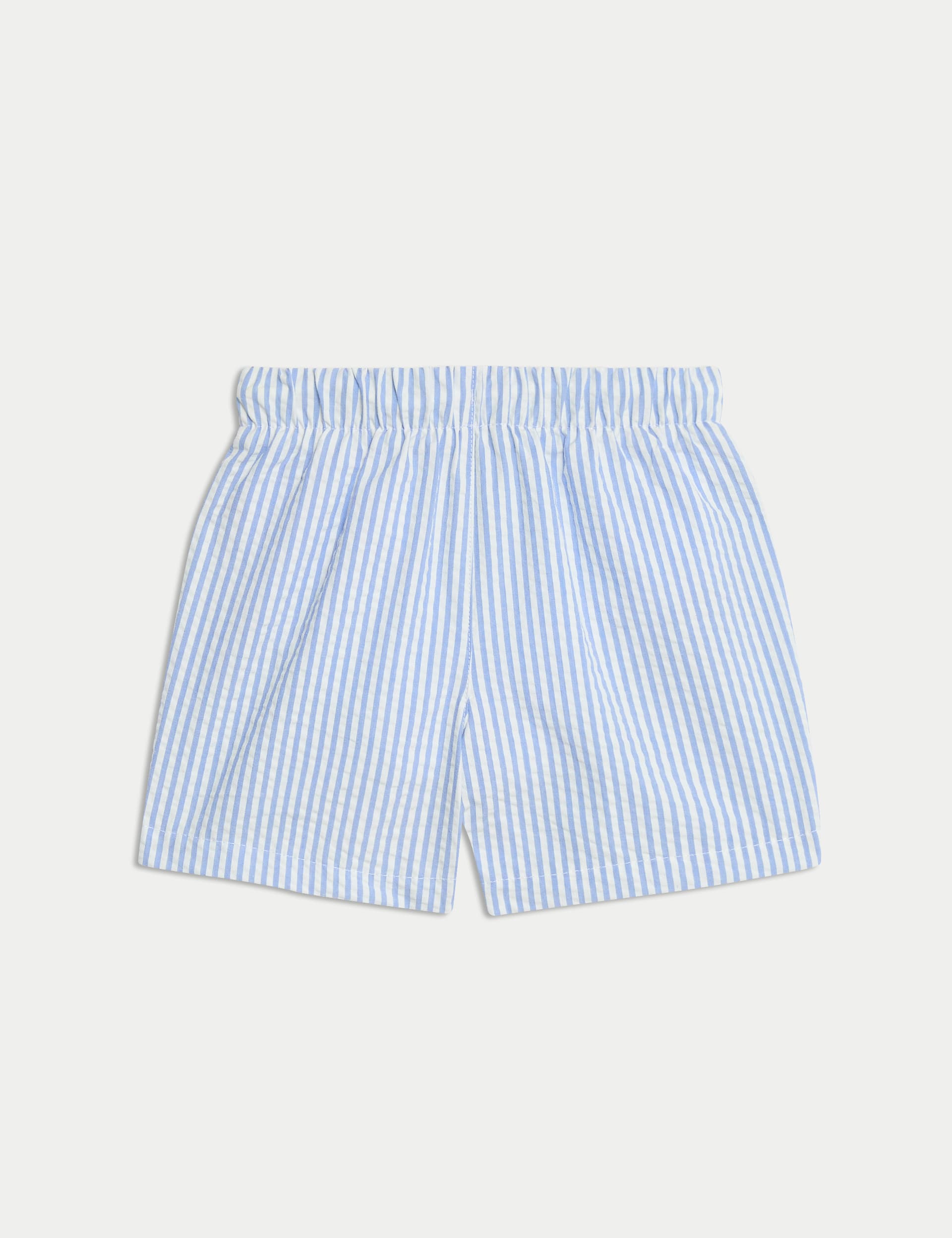 M&S Collection Boys Seersucker Striped Swim Shorts (0 - 6 Yrs) - 18-24 - Blue Mix, Blue Mix