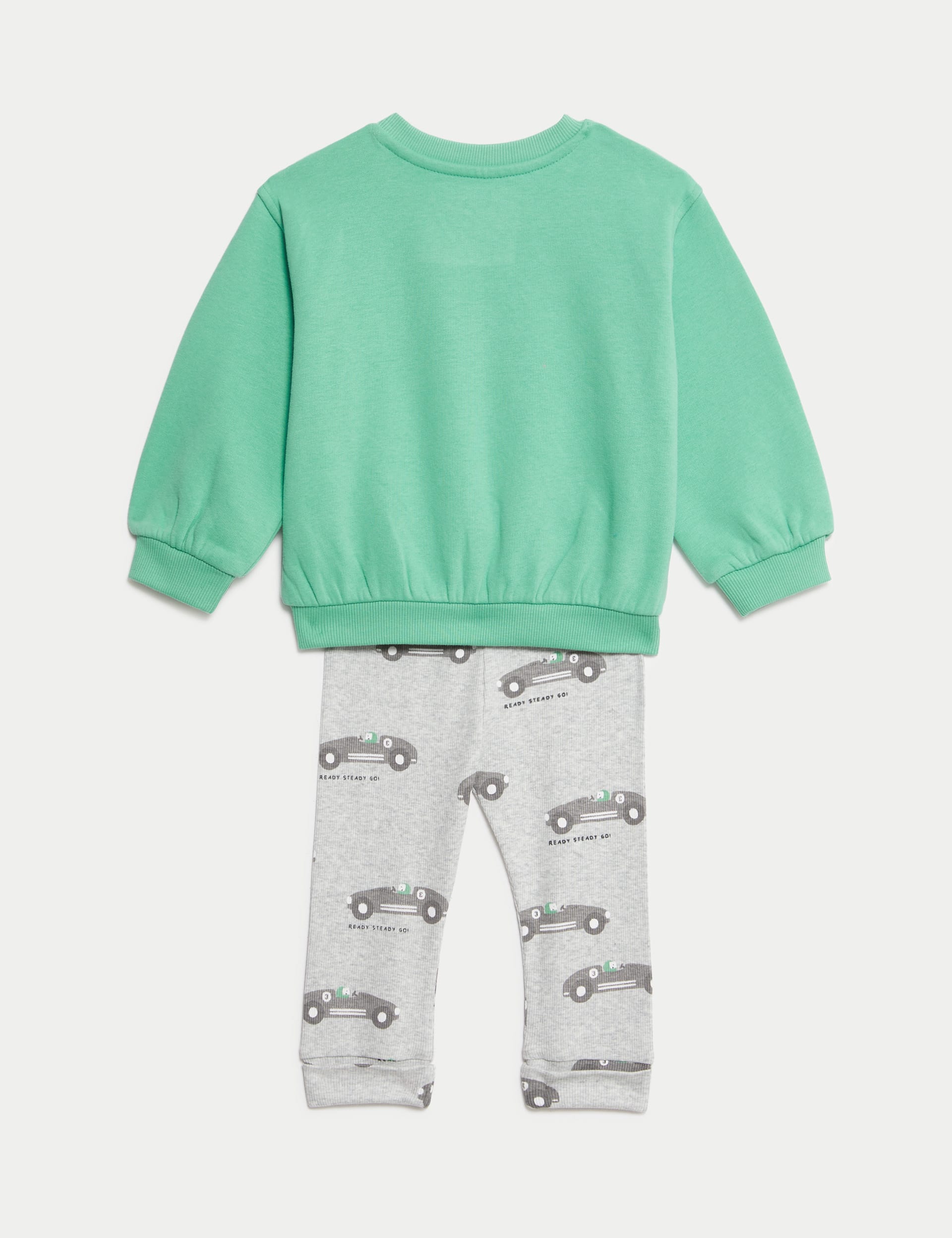 M&S Collection Boys 2pc Cotton Rich Top & Bottom Outfit (0-3 Yrs) - 12-18 - Green Mix, Green Mix